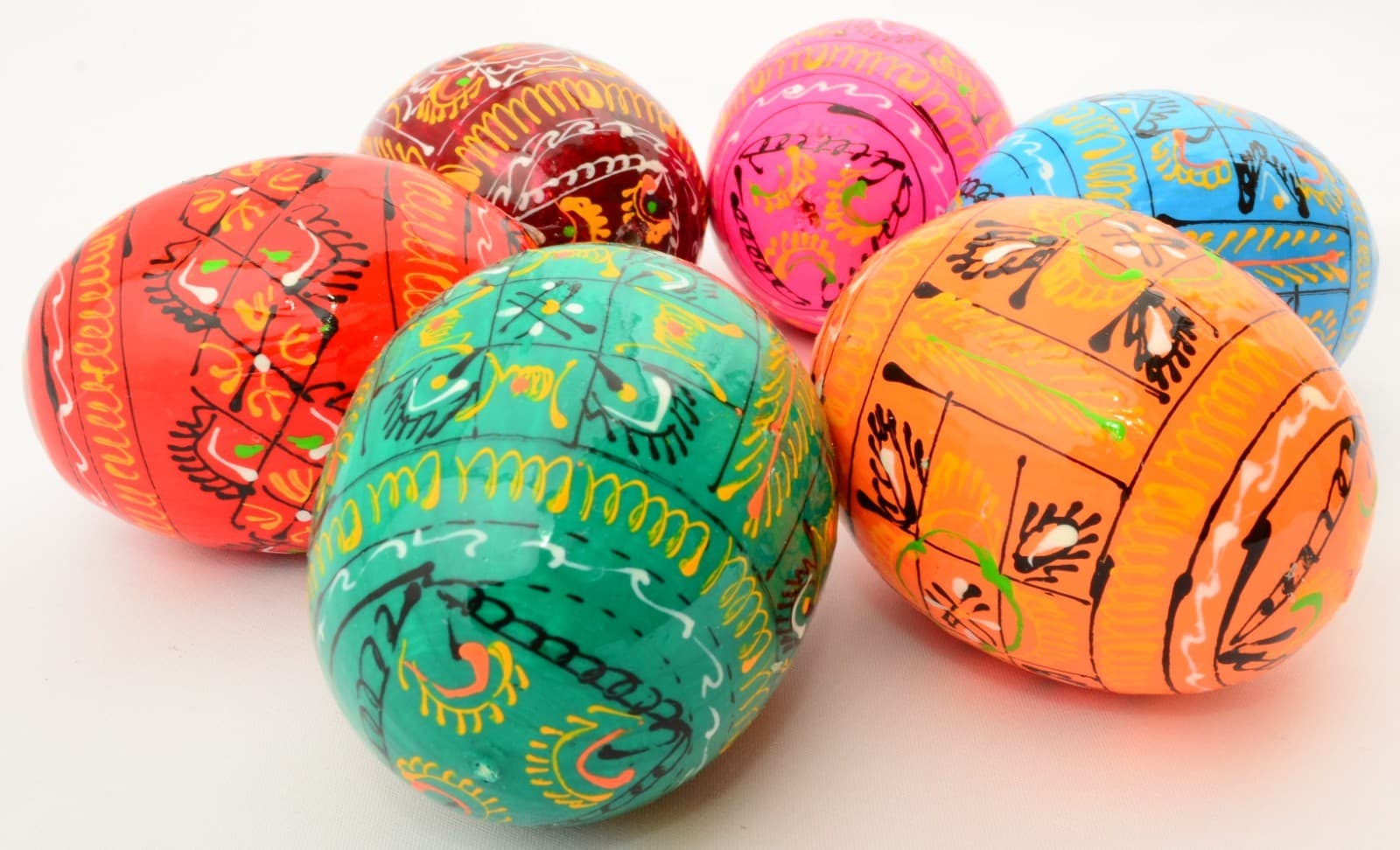 6 Wooden Ukrainian Pysanky Pysanka Easter Painted Eggs 4