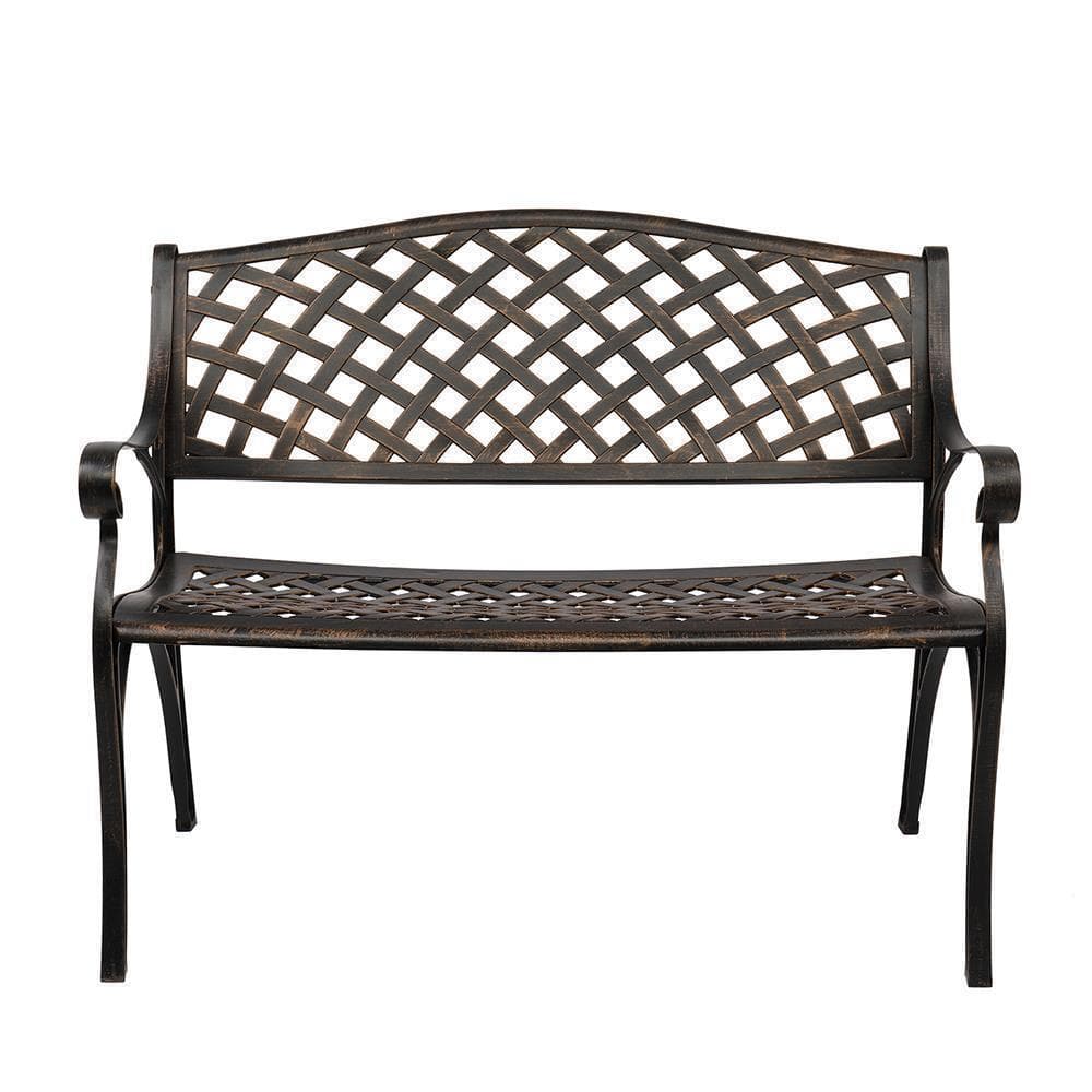 40.5" Patio Garden Bench,Anti- Rust Cast Iron Cast Aluminum Frame