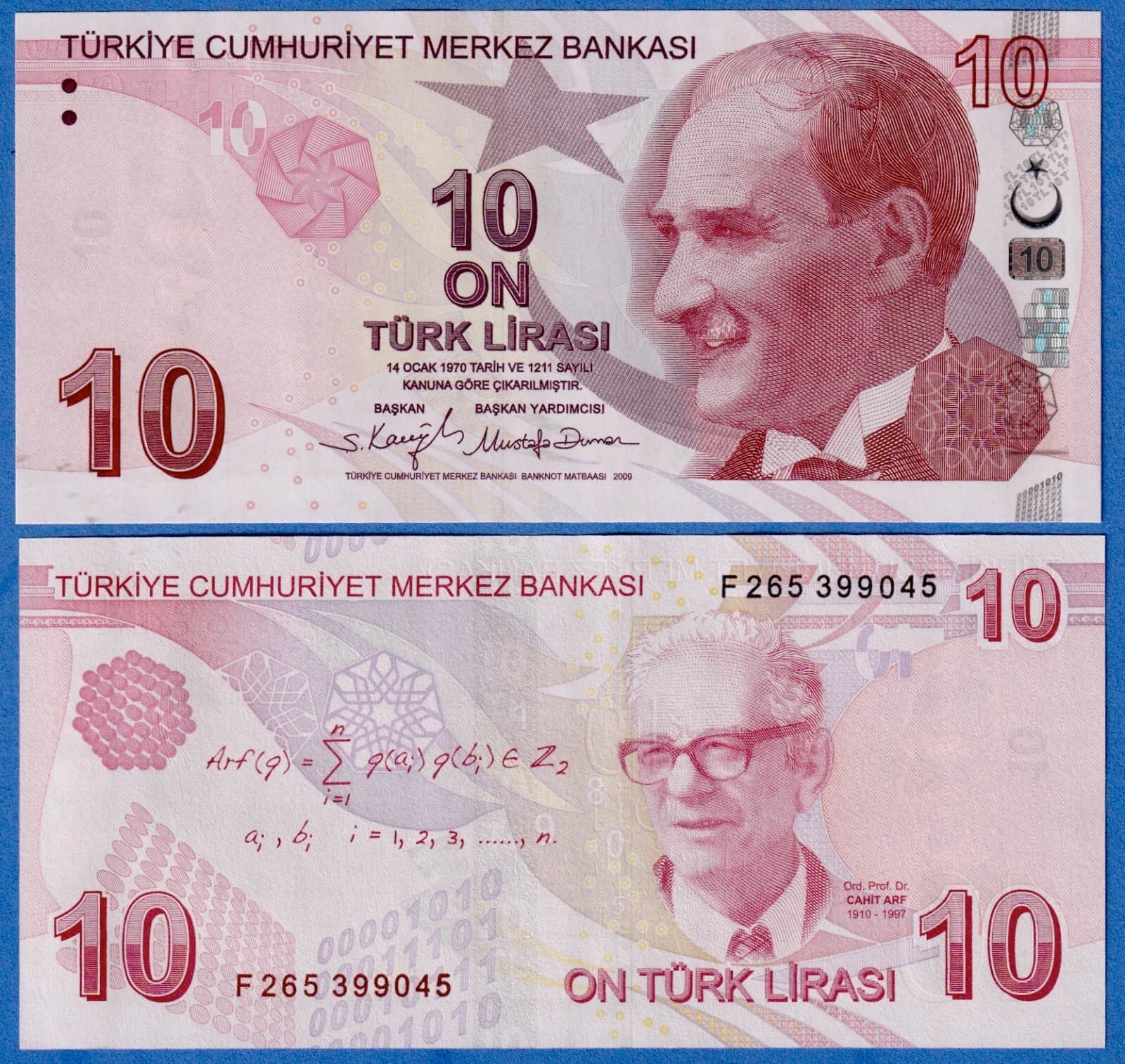 Turkey 10 Turkish Lira 2022 P-223f Prefix F UNC Banknote Latest issue