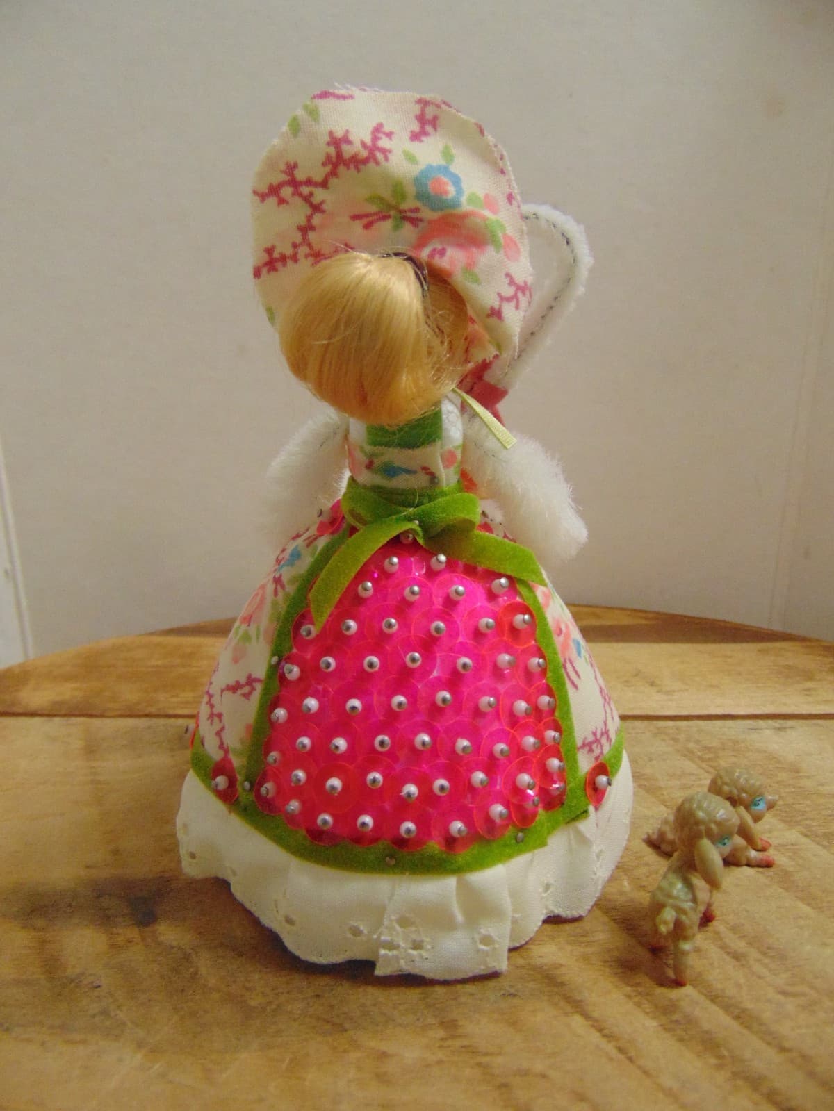 Li'l Missy Bead Sequin Doll Little Bo Peep & 2 Sheep Completed Vintage 6