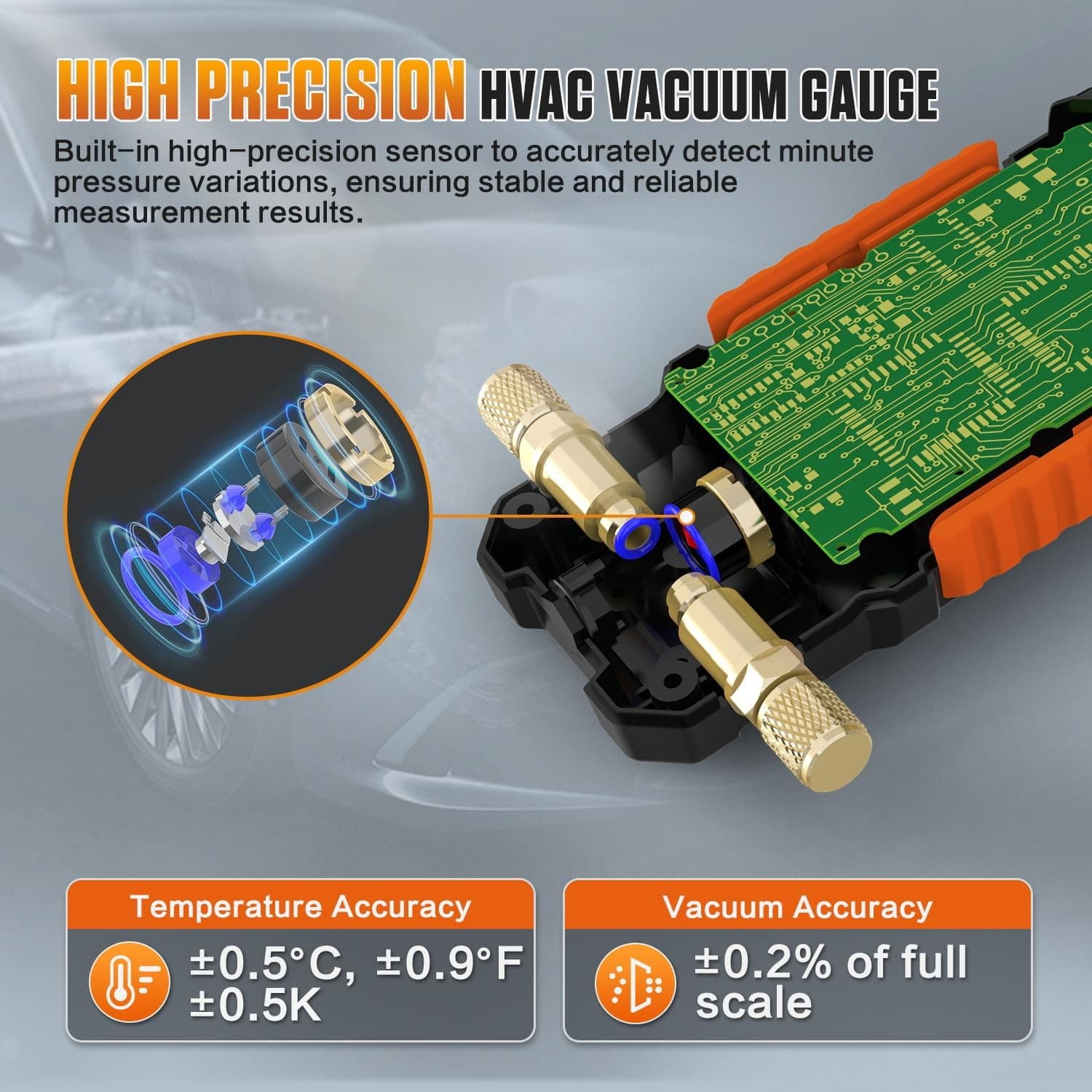 Digital Vacuum Gauge HVAC Vacuum Meter Pressure Leak Tester 0-2000 mbar Range 4