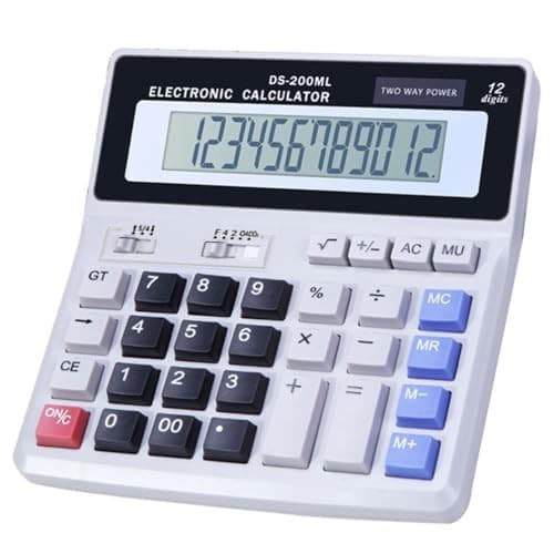 Desk Calculator Large 12 Digit Display, Dual Power Basic Calculator Desktop,  2