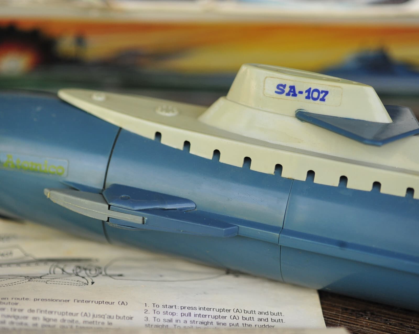 Ranetta-Spain SA-107 Submarino Atomico Submarine Working w Box ~Battery Powered 3