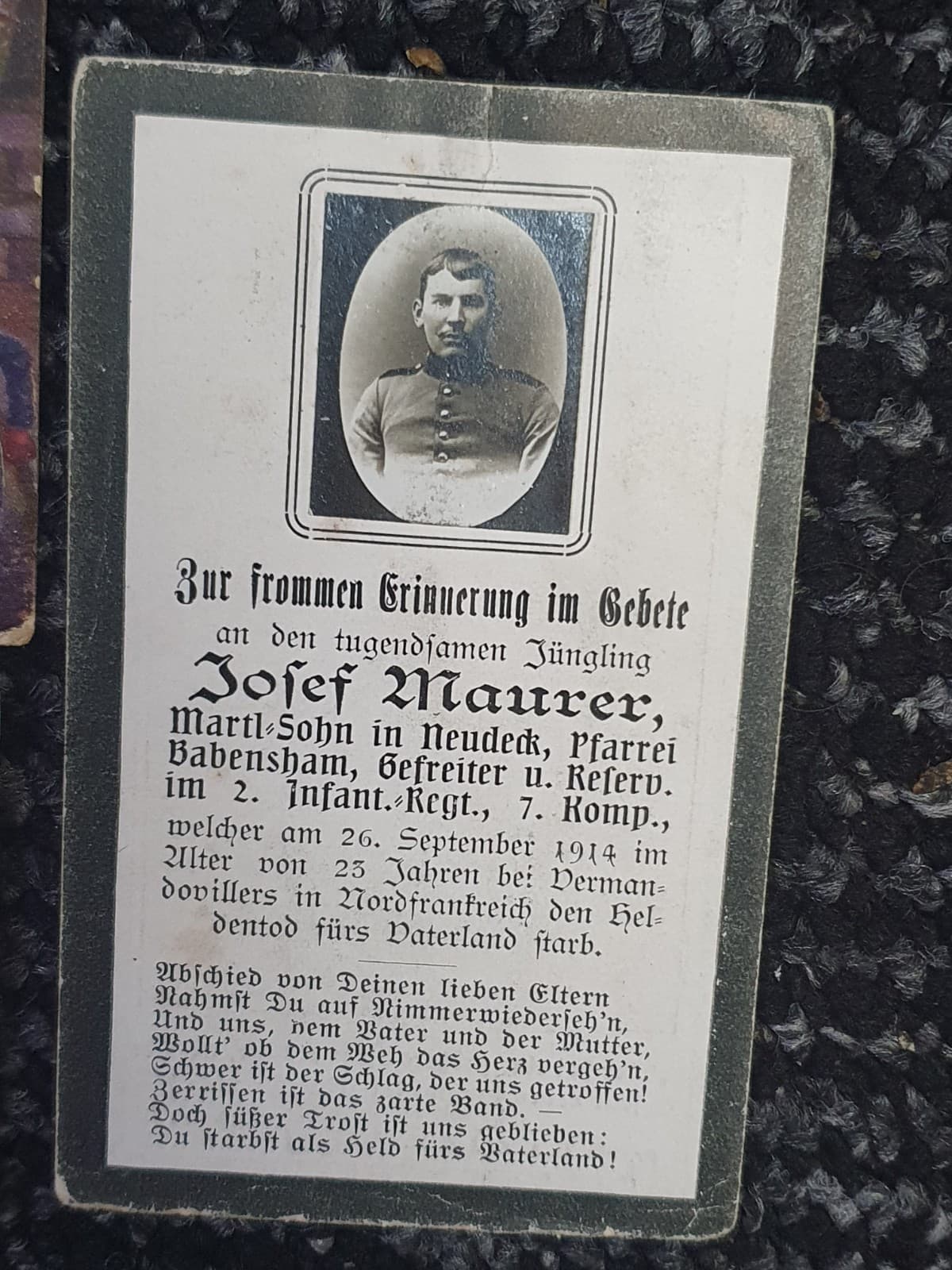 original german ww1 Wk1 Lot  bundle Death Card + Photos  2