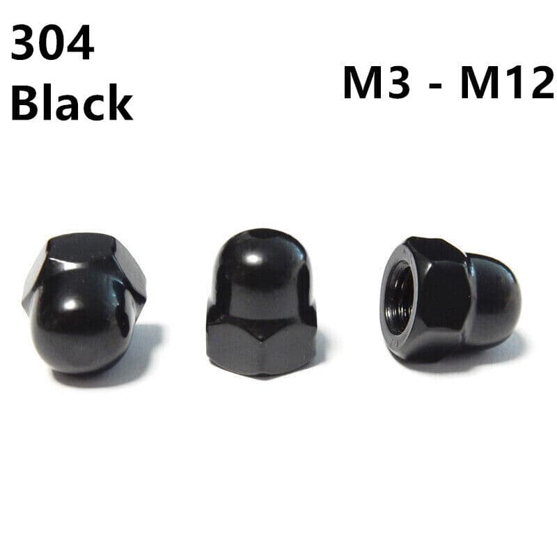 Black 304 Stainless Steel Hex Cap Nuts Hex Acorn Nut M3 M4 M5 M6 M8 M10 M12 4