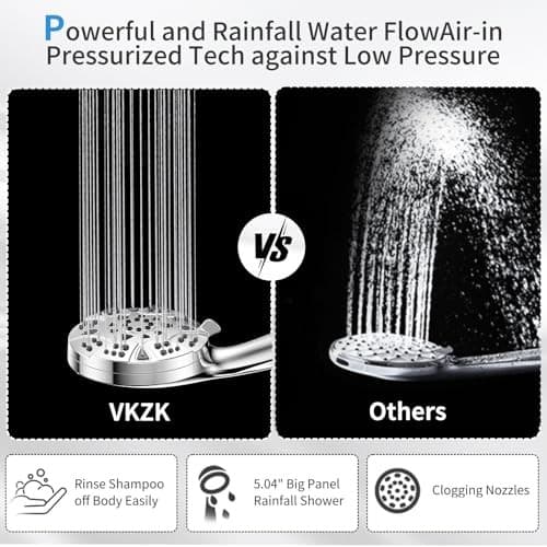 High Pressure 8-mode 5'' Handheld Shower Head with 5 ft Stainless Steel Hose  6