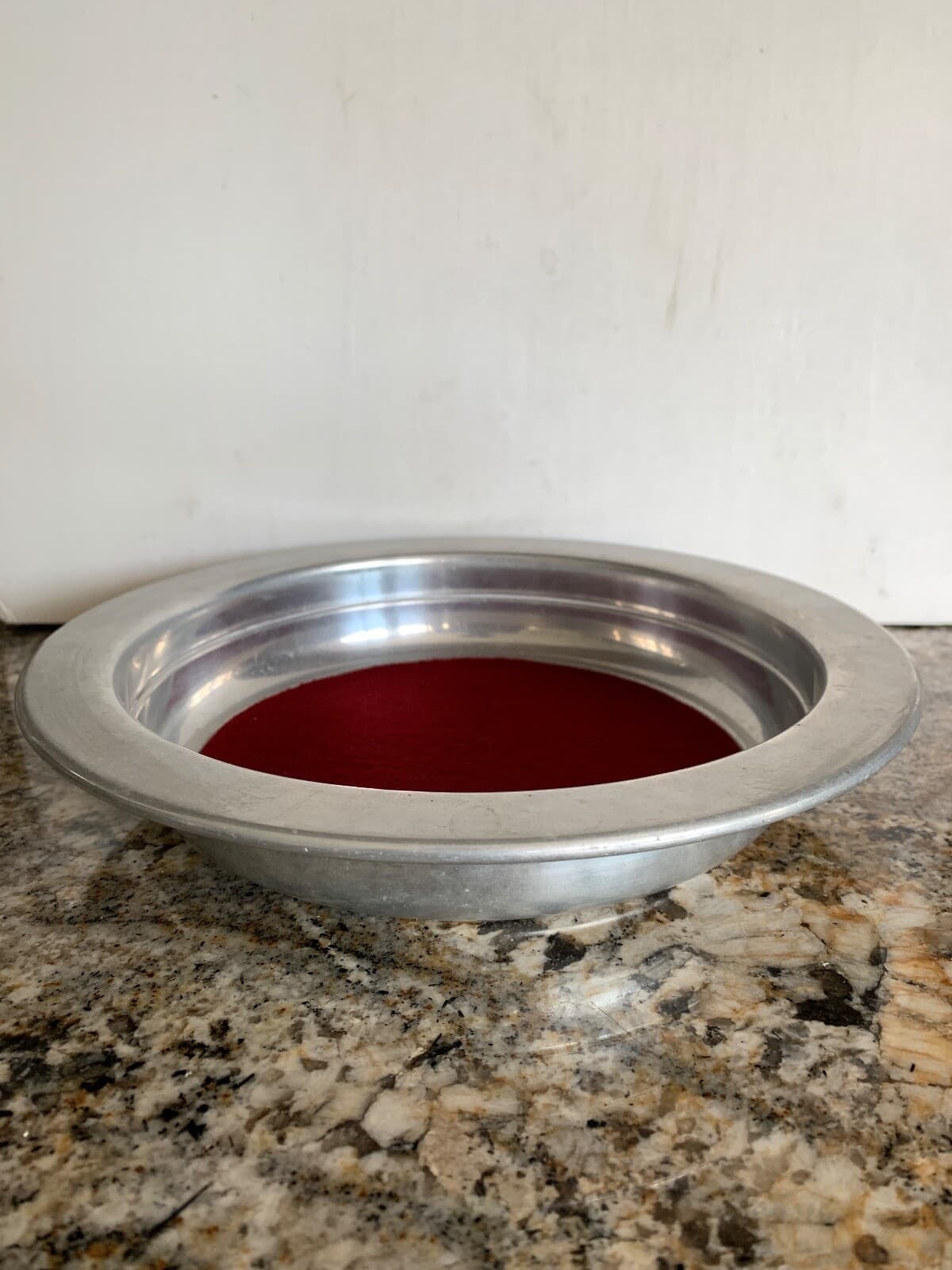 VTG Church Collection Plate Silver Metal & Red Felt Donation Offering Bowl 10 in 2