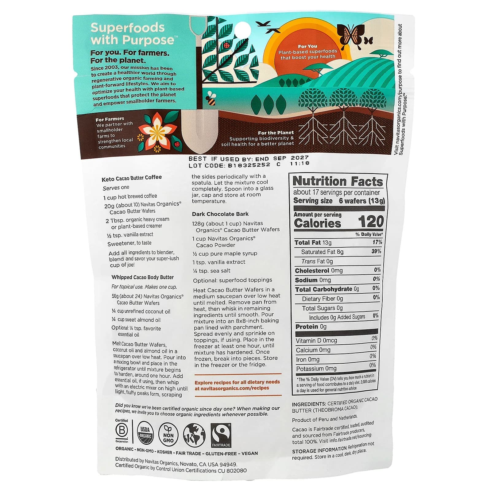 Organic Cacao Butter Wafers, Unsweetened, 8 oz (227 g) 2