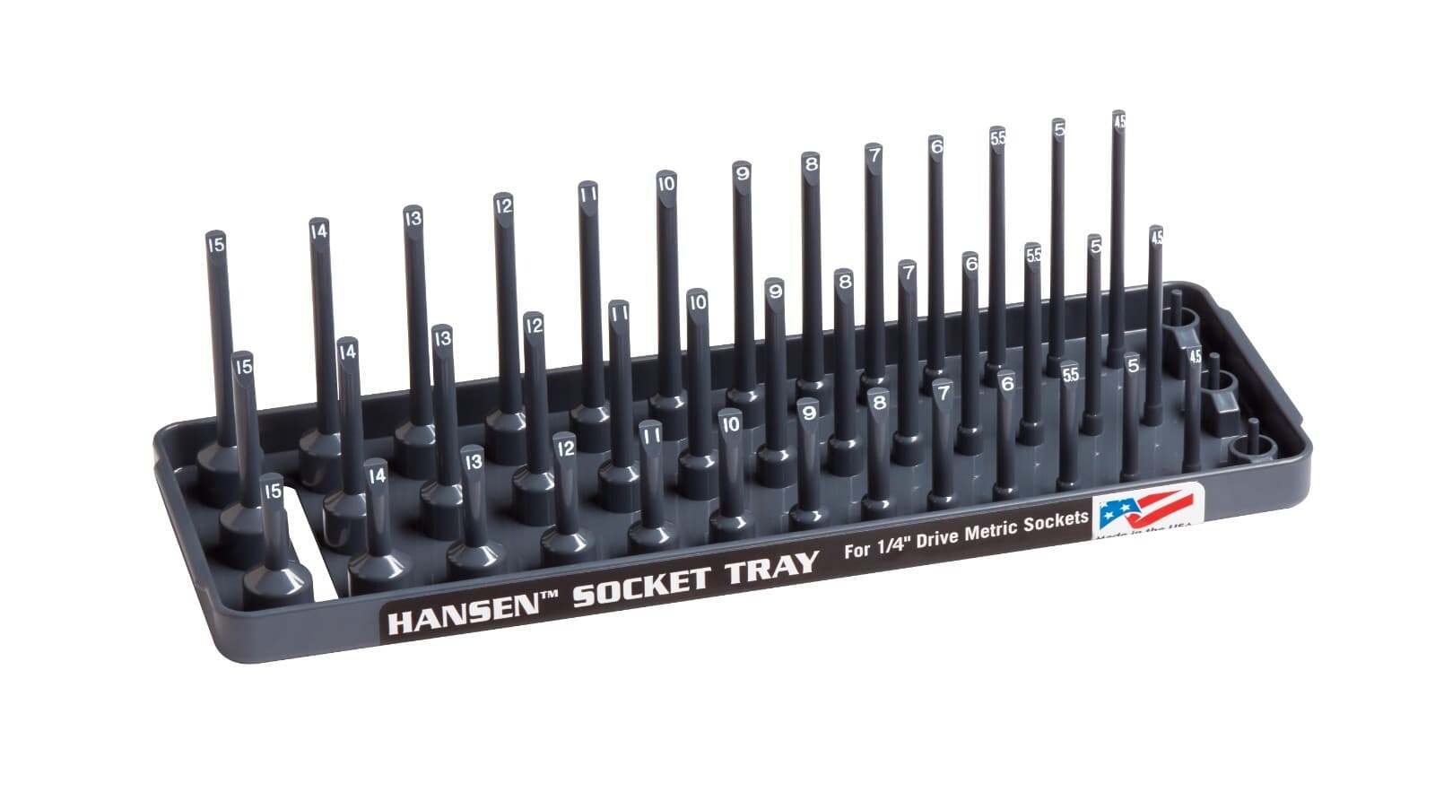 Hansen 3 Row Socket Organizers|Tool Tray Holders|1/4" 3/8" 1/2"|Orange&Grey|USA 6