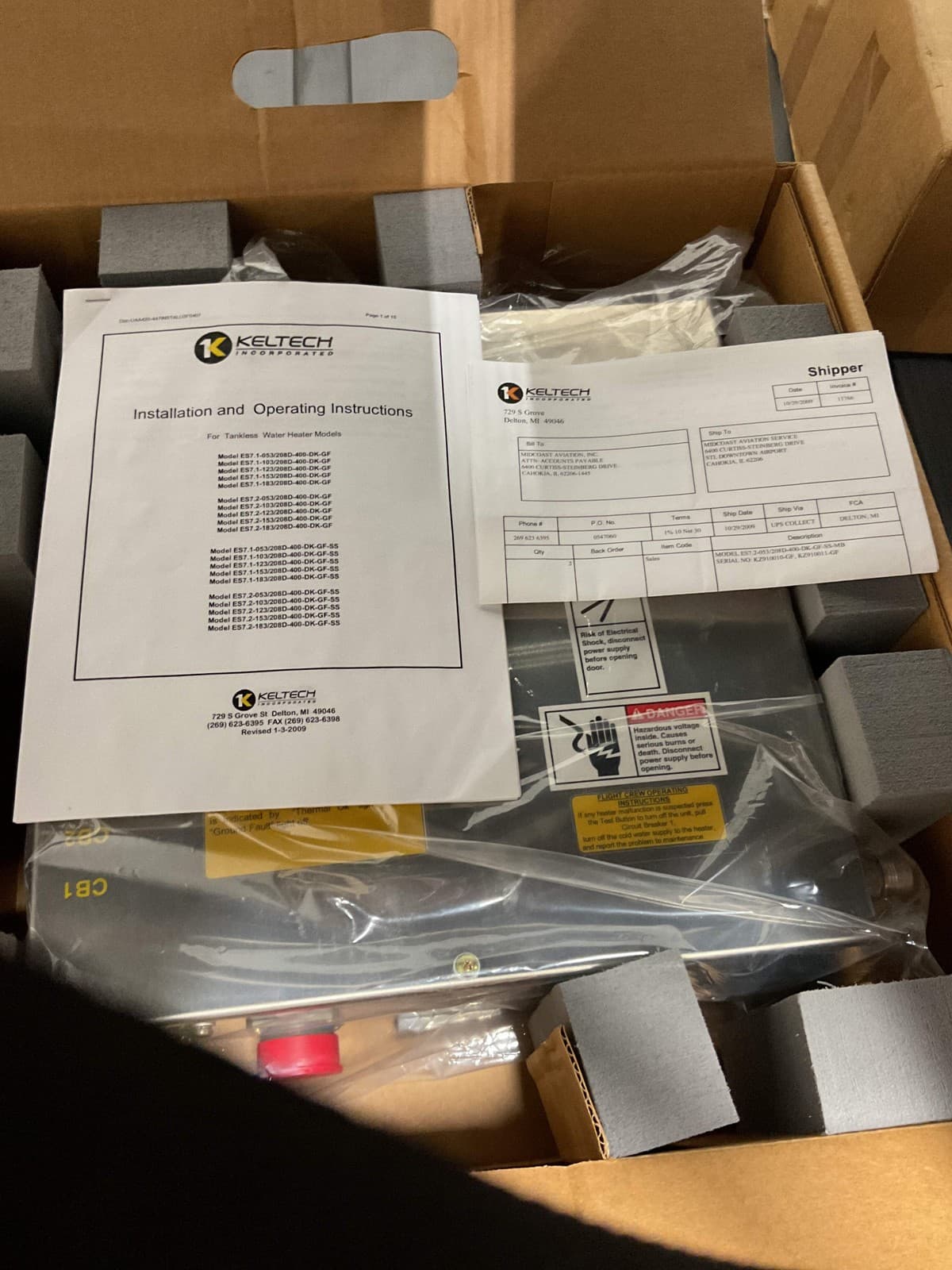 KELTECH COMMERCIAL TANKLESS WATER HEATER ES7.2-053/208D-400-DK-GF-SS-MB -NOS 2