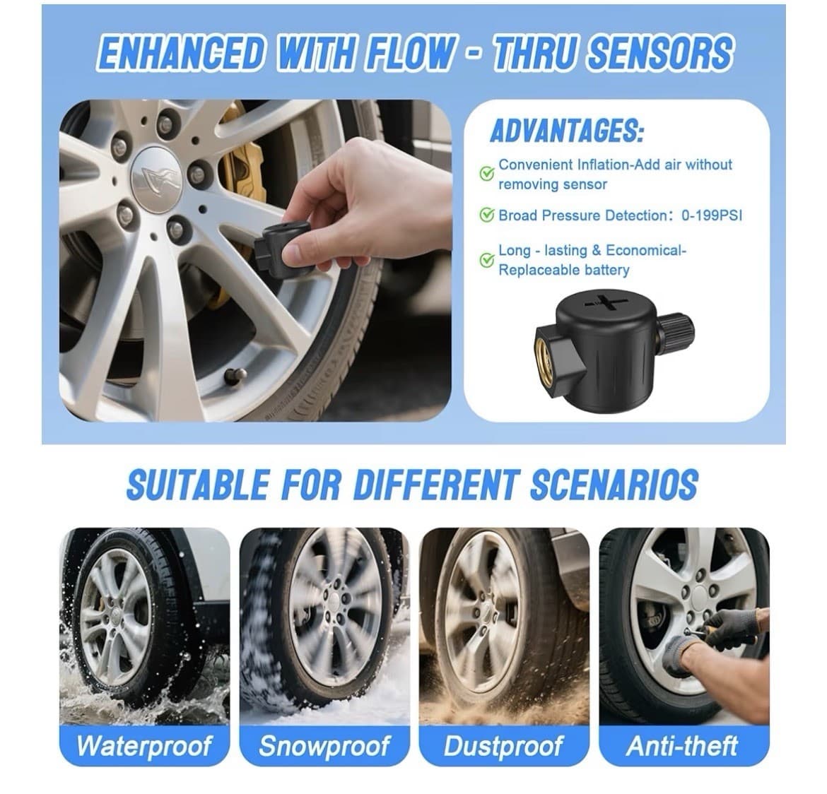 Tire Pressure Monitoring System | 4.5" Solar RV TPMS with Signal 6 Sensors 4