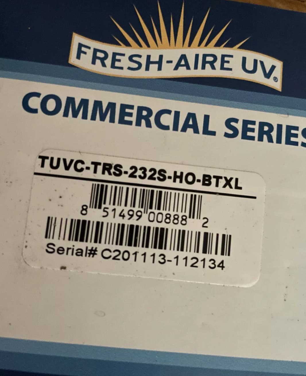 Fresh-Aire UV Blue-Tube Single Lamp 32"  Commercial TUVC-TRS-232S-HO-BTXL System 5