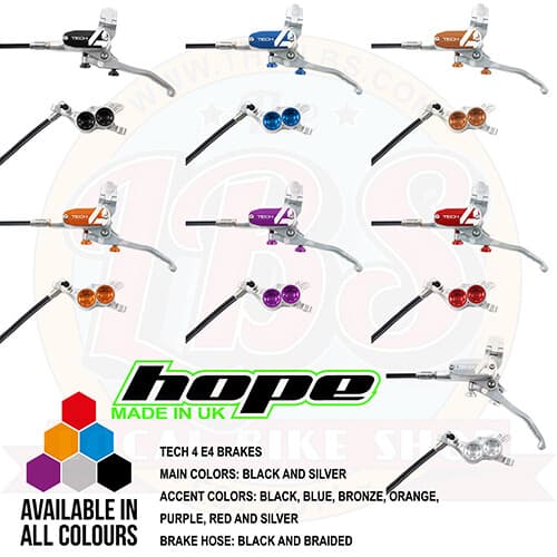 Hope Tech 4 E4 Enduro MTB Brakes - Black / Braided Hose - All Colors - Brand New 3