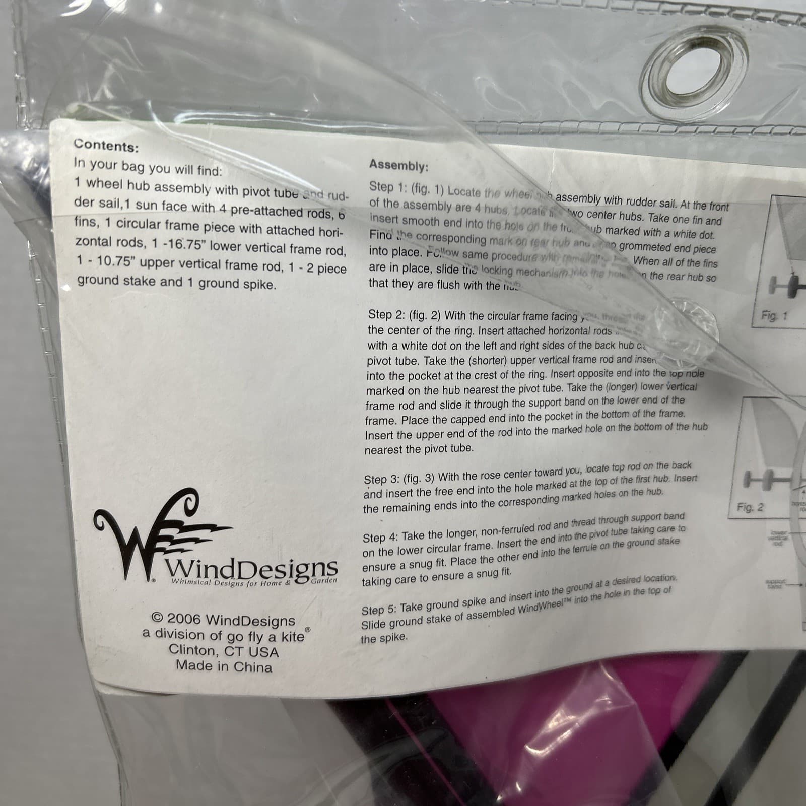 Wind Designs GEOMETRIC ROSE WINDWHEEL Garden Spinner Stake Yard Flag USA 2006  6