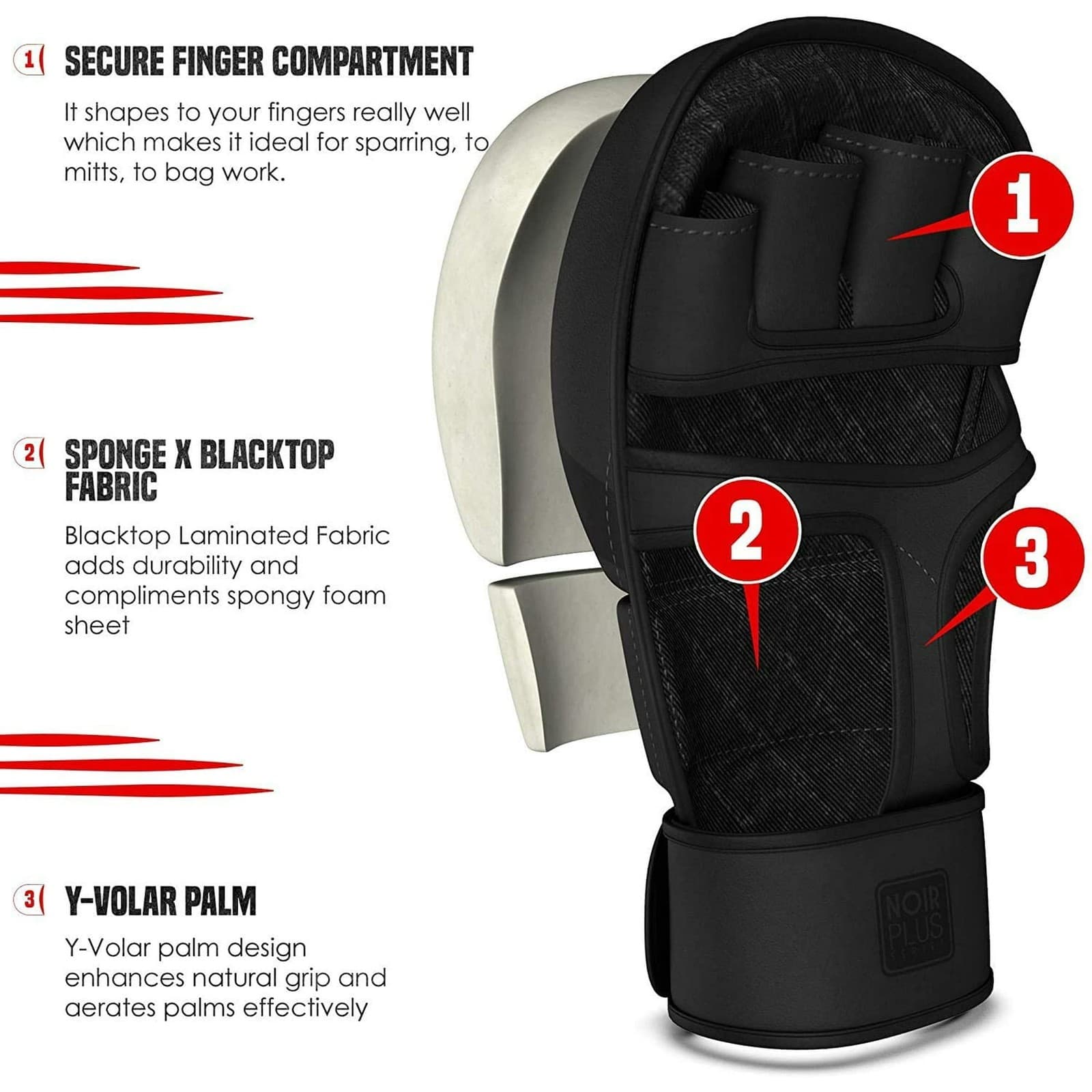 RDX T15 MMA Grappling Gloves, Open Palm, for Sparring & Training – Matte Black 4