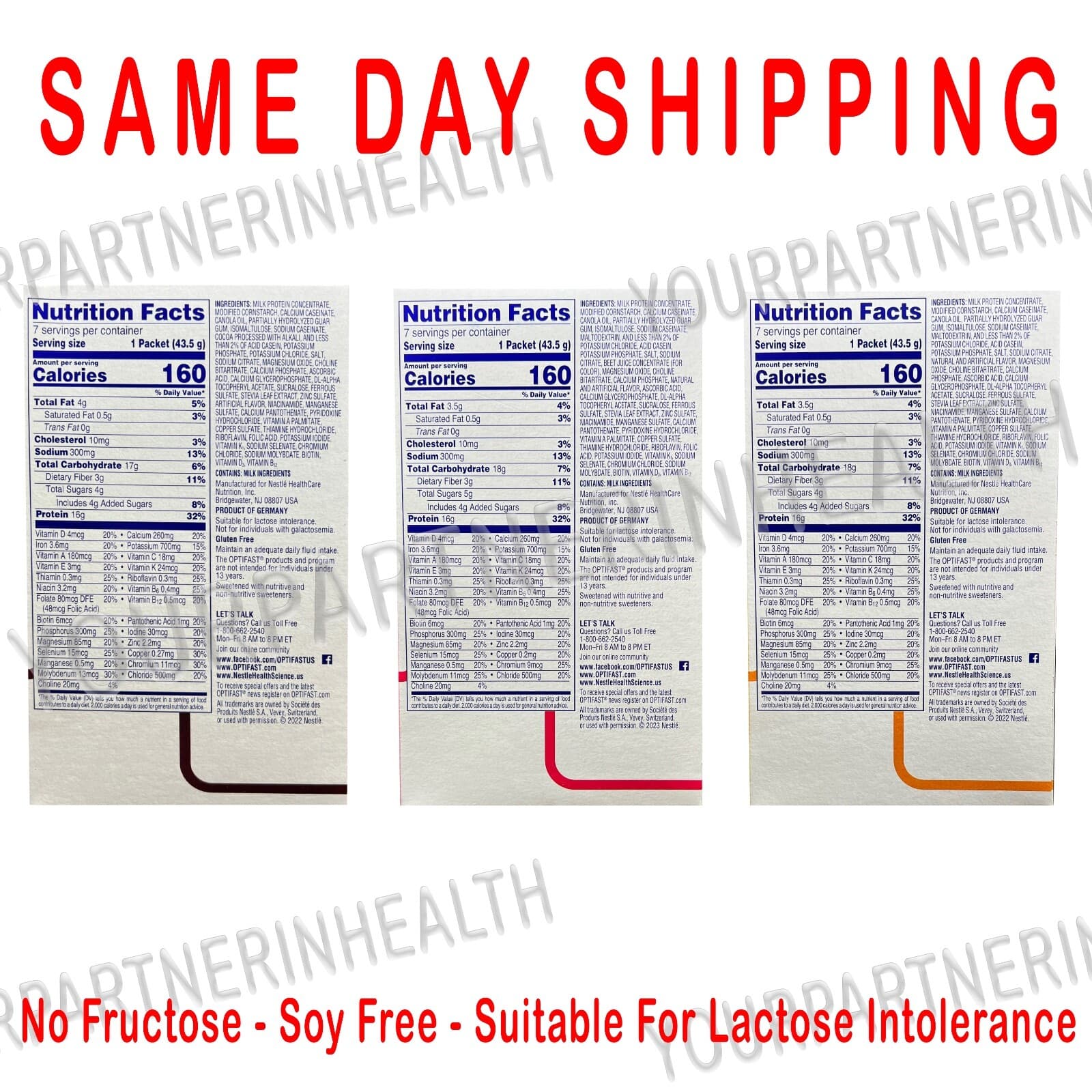 OPTIFAST NEW FORMULA POWDER SHAKE - 1 CASE COMBO - STRAW-CHOC-VAN 84 SERVINGS 2