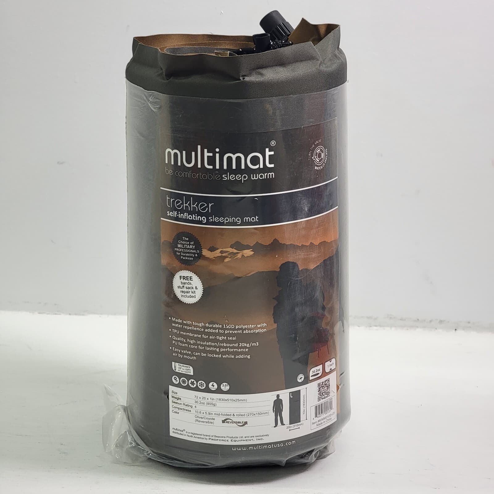 Multimat Trekker 4 Season Self-Inflating Sleeping Mat DarkGreen Military 72x20x1