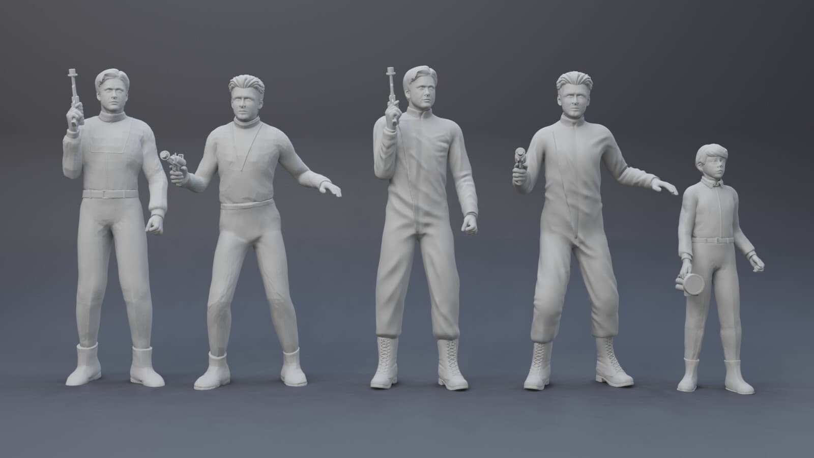 Lost In Space Robinson Family Set Silver Suit OR Casual + BONUS ITEMS 3D printed 2