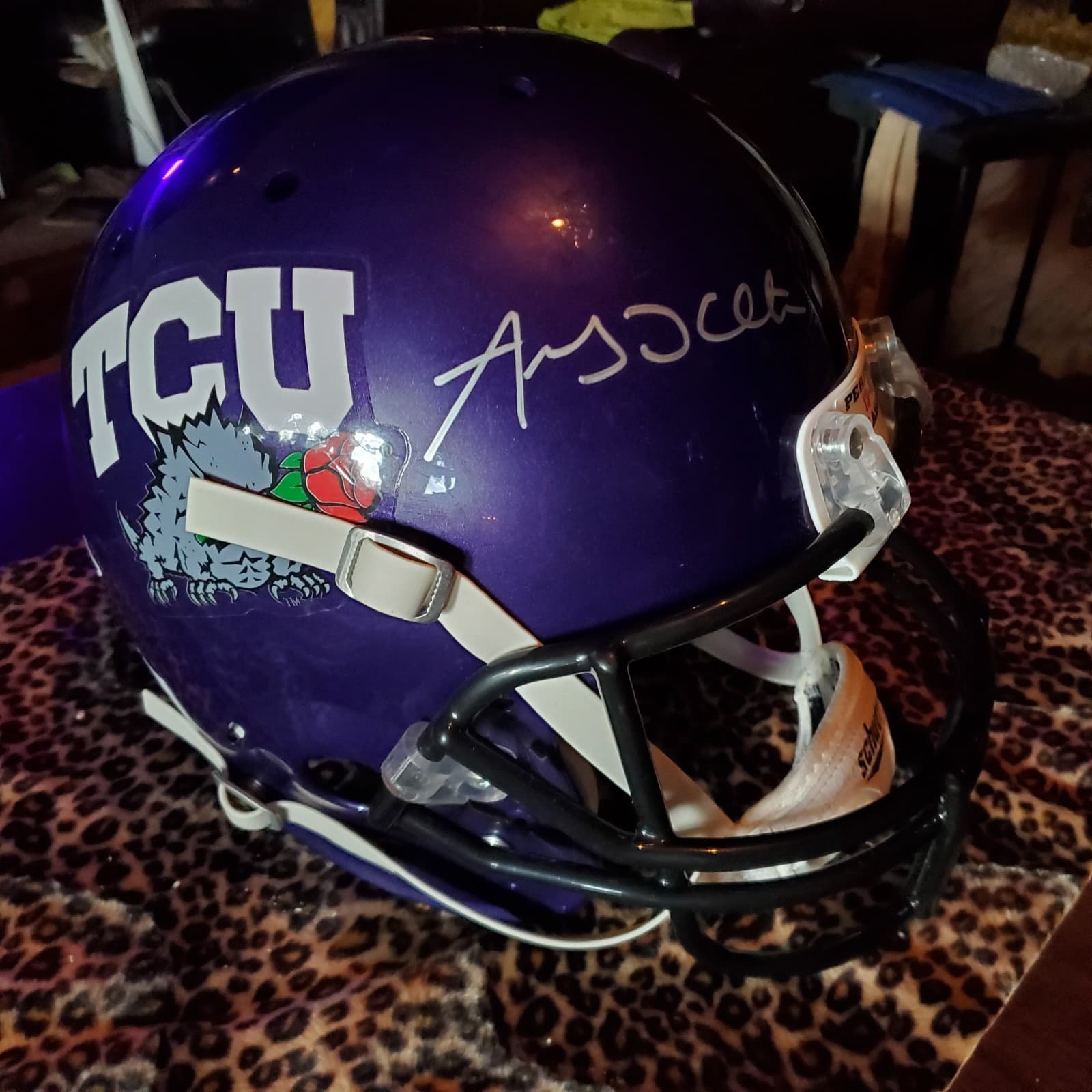 *SIGNED AD*TCU ROSE BOWL FULL SIZED NIB Replica Schutt XP  Football Helmet NEW!! 2