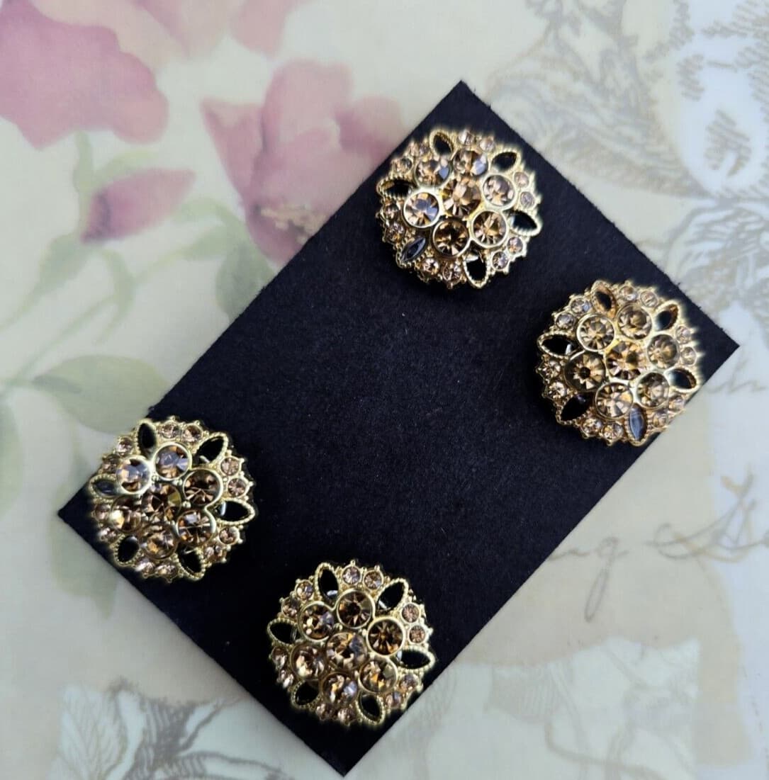 4 Gold crystal Magnetic competition number sign holder pins, horse show magnets 2