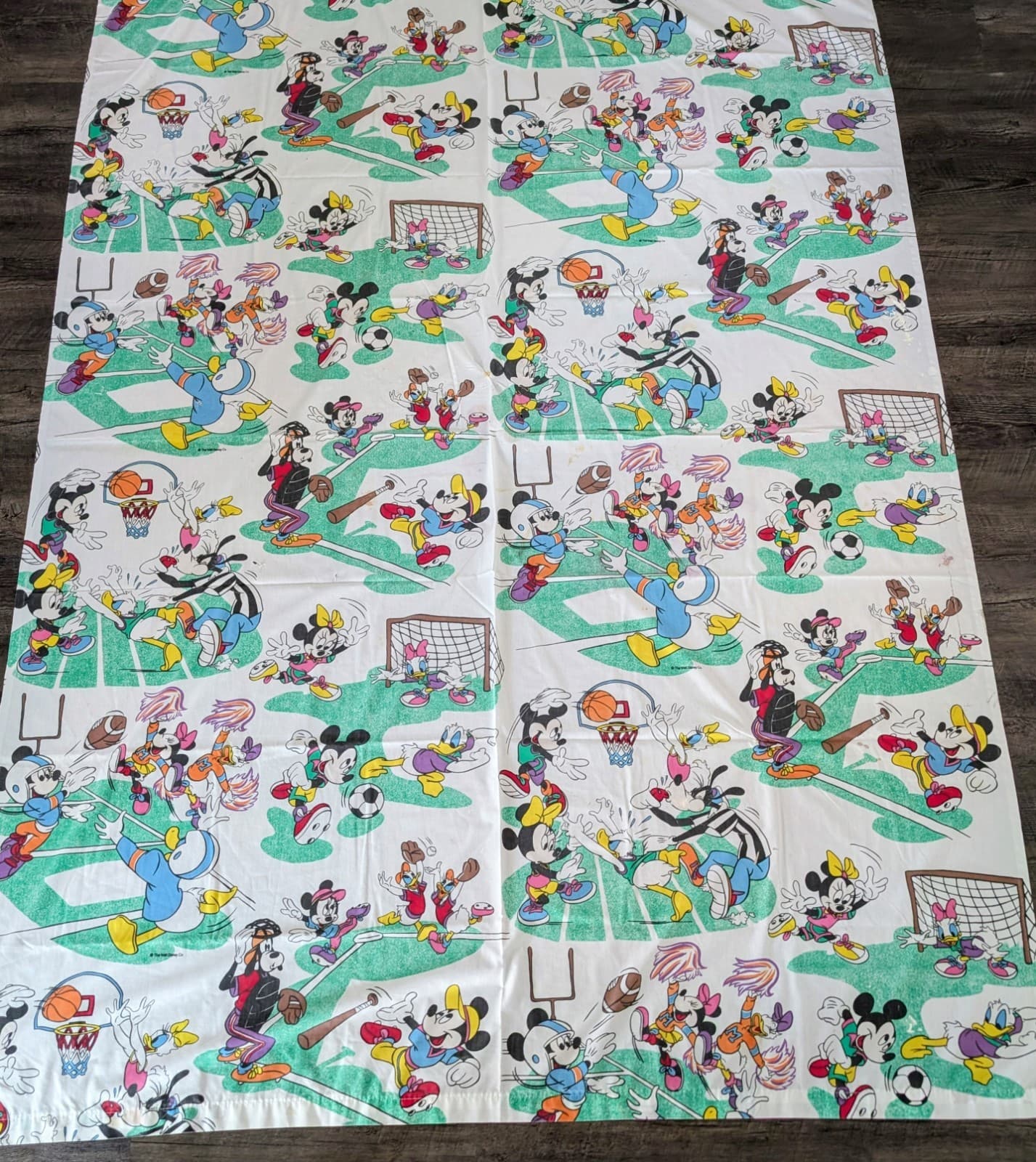 VTG 80s Walt Disney Mickey Mouse Friends Sports Pacific Twin Sheet & Pillow Case 2