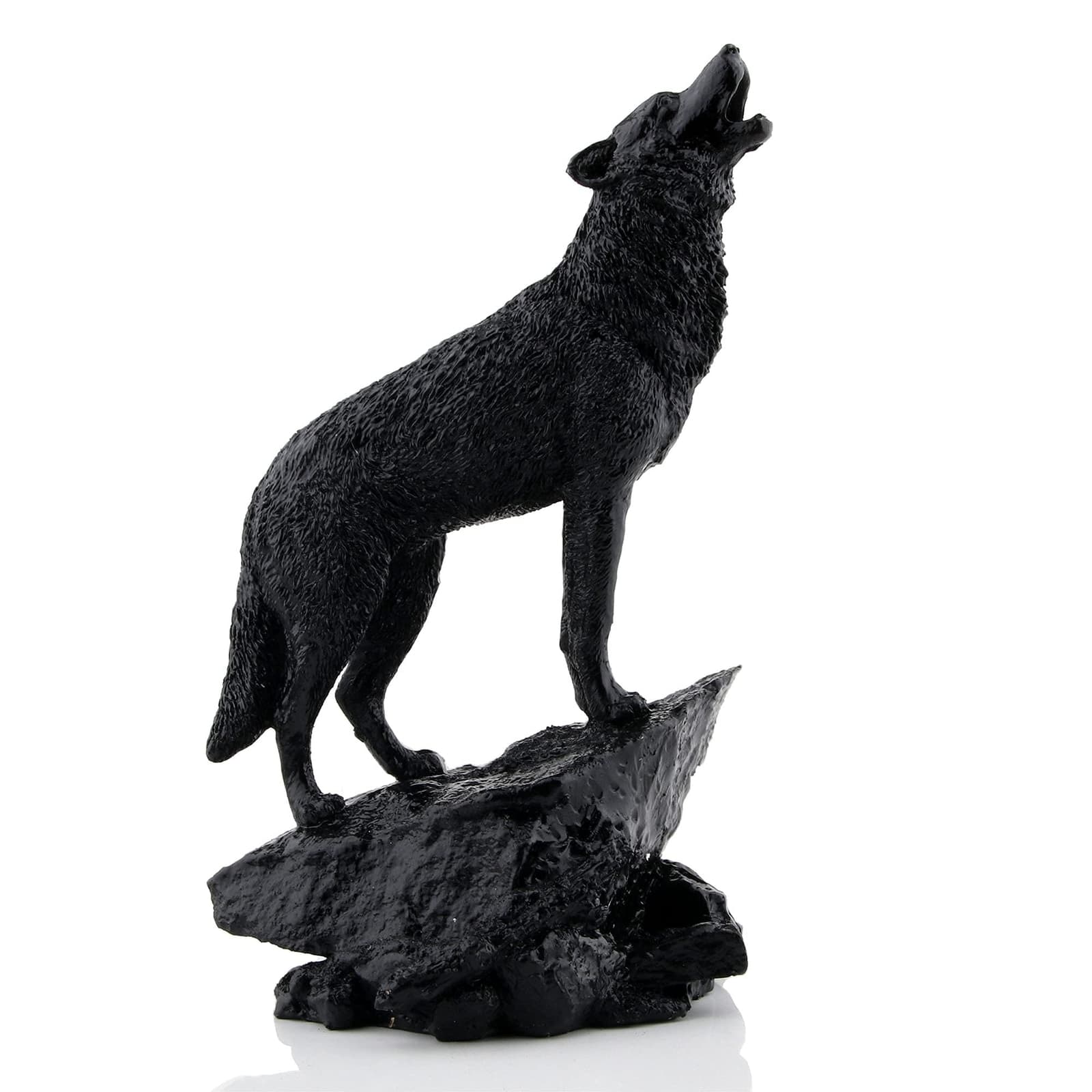 Wildlife Howling Wolf Statue and Figurine Black Wolf Sculpture for Home Decor 2