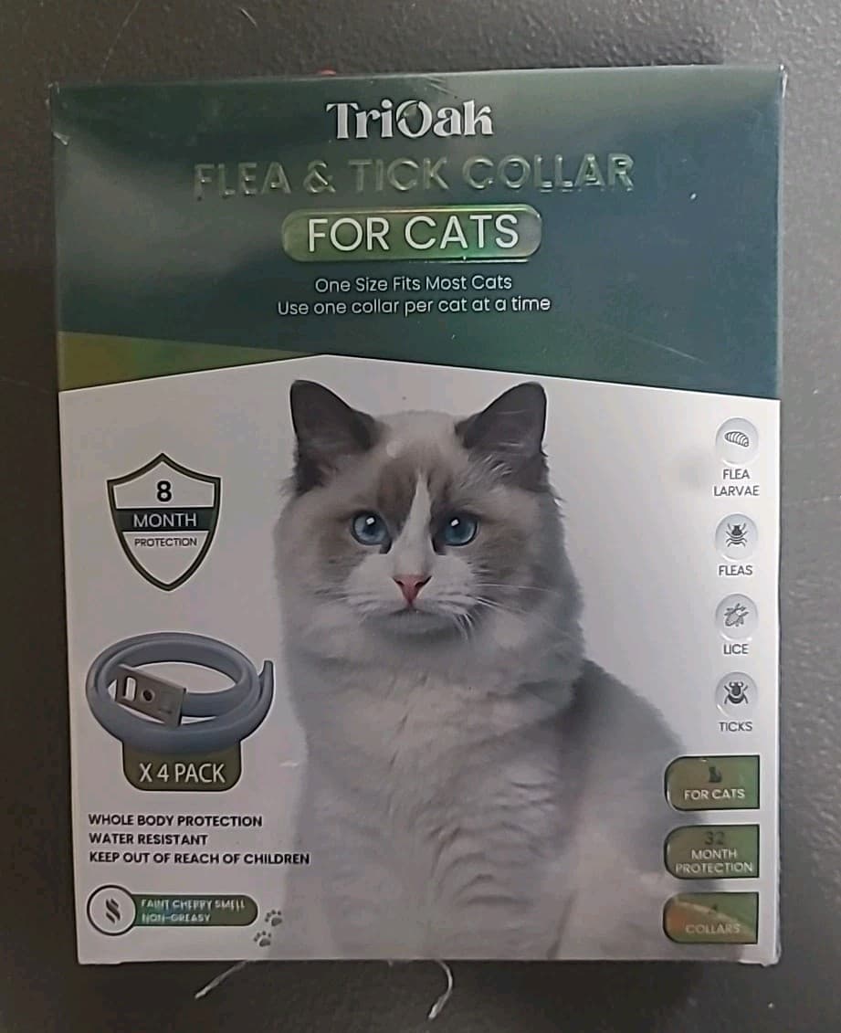 TriOak Flea & Trick Collar For Cats 4 Pack  32 Month Supply New Sealed