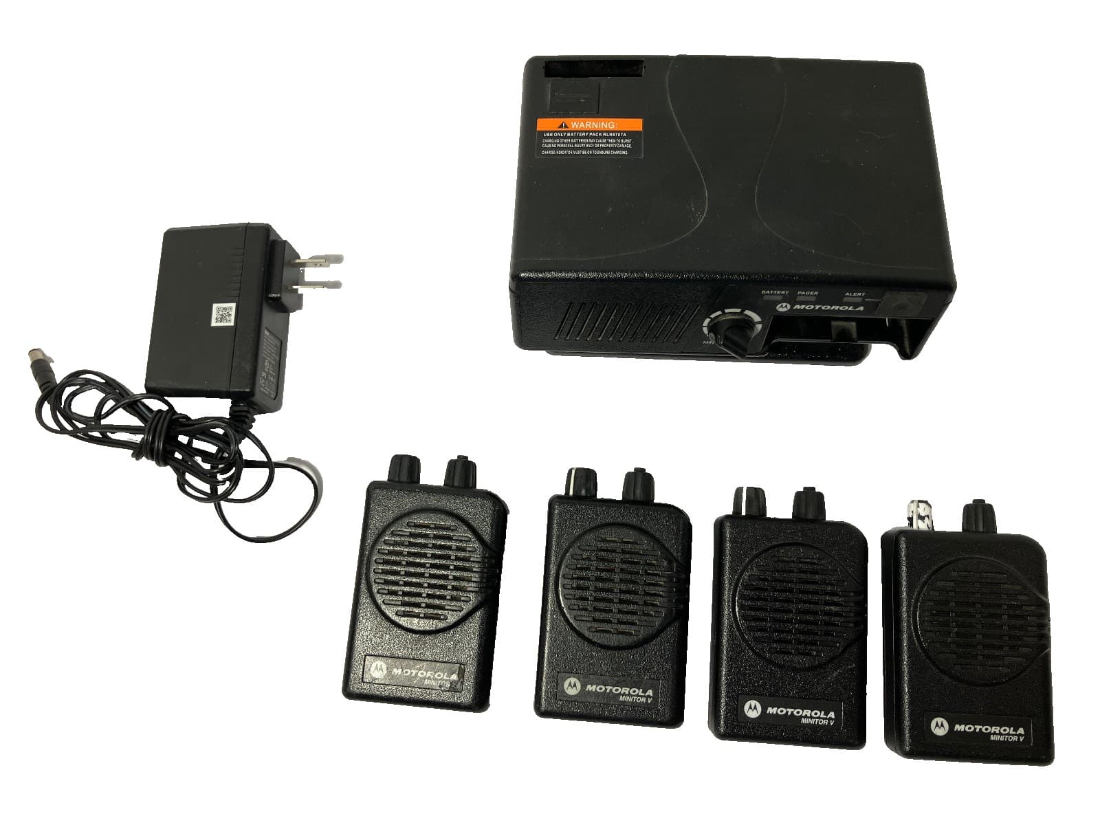 Lot of 4 MOTOROLA MINITOR V PAGER with RLN5869C Amplified Base AS-IS