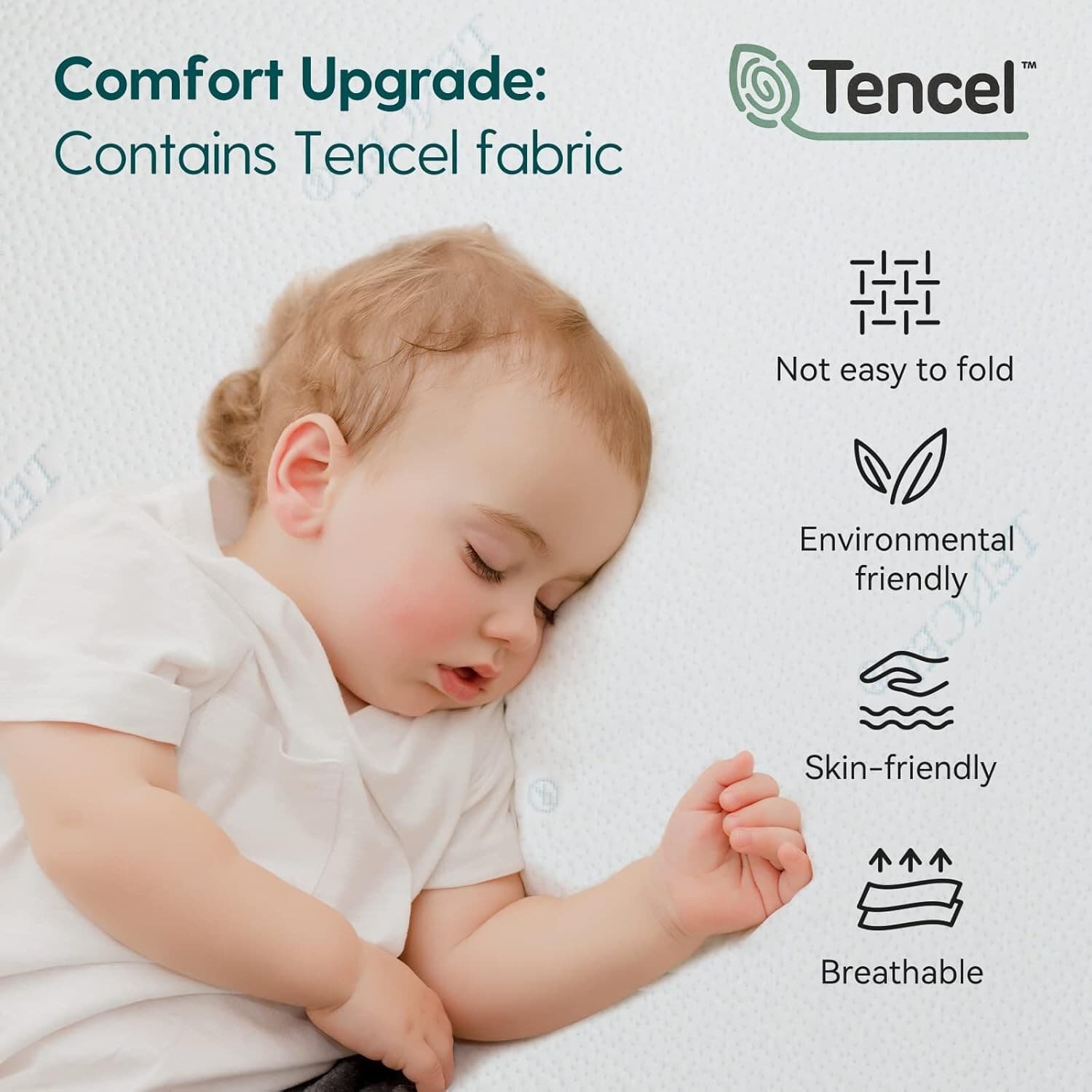 Premium Memory Foam Crib Mattresses 2-Stage Waterproof Lining & Removable Cover 2