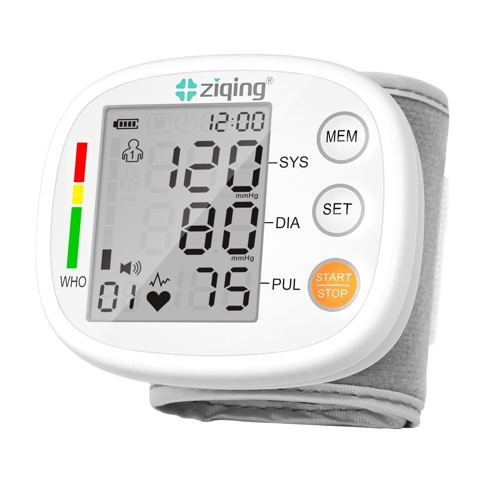 Ziqing Wrist Blood Pressure Monitor Medical Blood Pressure Monitor US 3