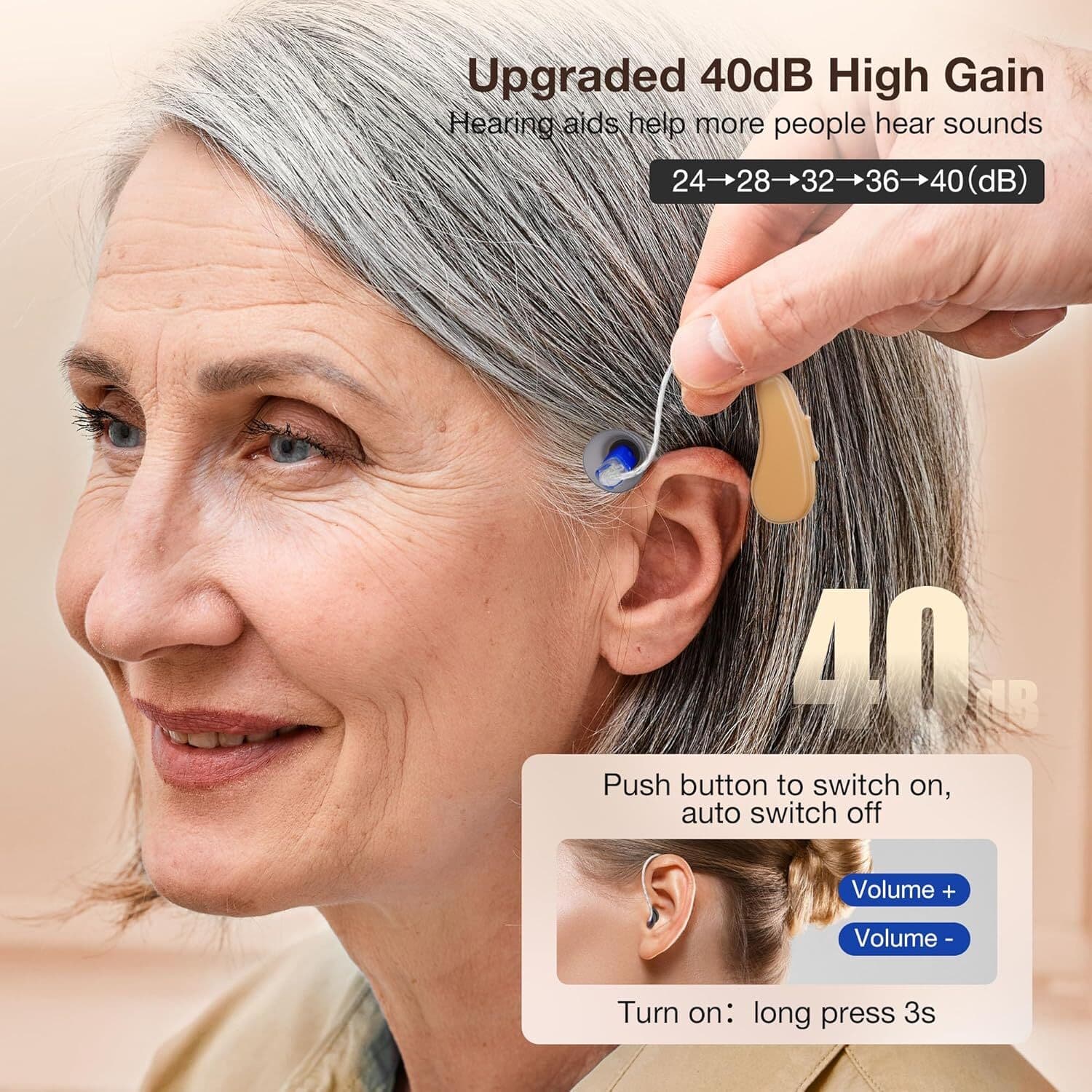 OTC Bluetooth Hearing Aids Rechargeable With App Control Digital Hearing Test 5