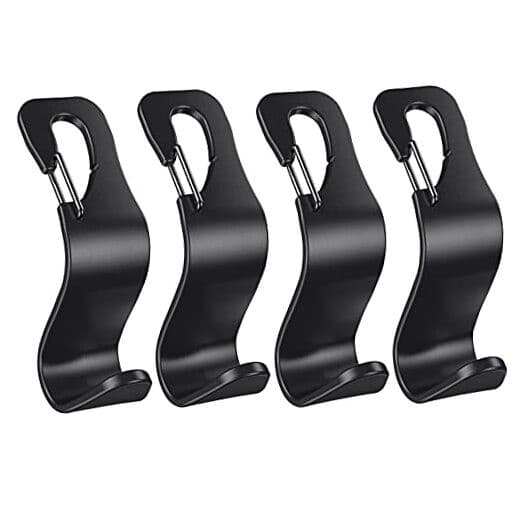 4 Pack Car Back Seat Headrest Hook Hanger for Purse Grocery Bag Handbag Hat 