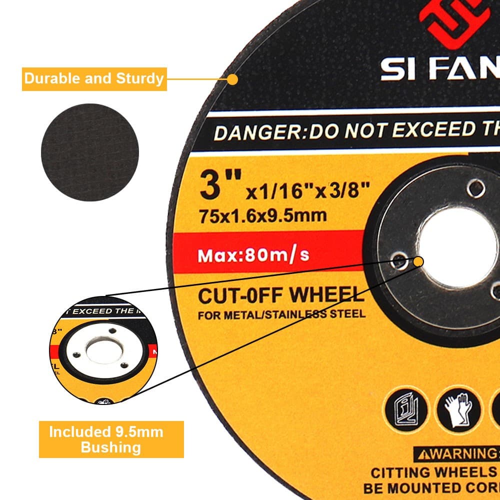 75mm Resin Cutting Discs 3" Ultra Thin Metal Cut Off Wheels for Angle Grinders 5
