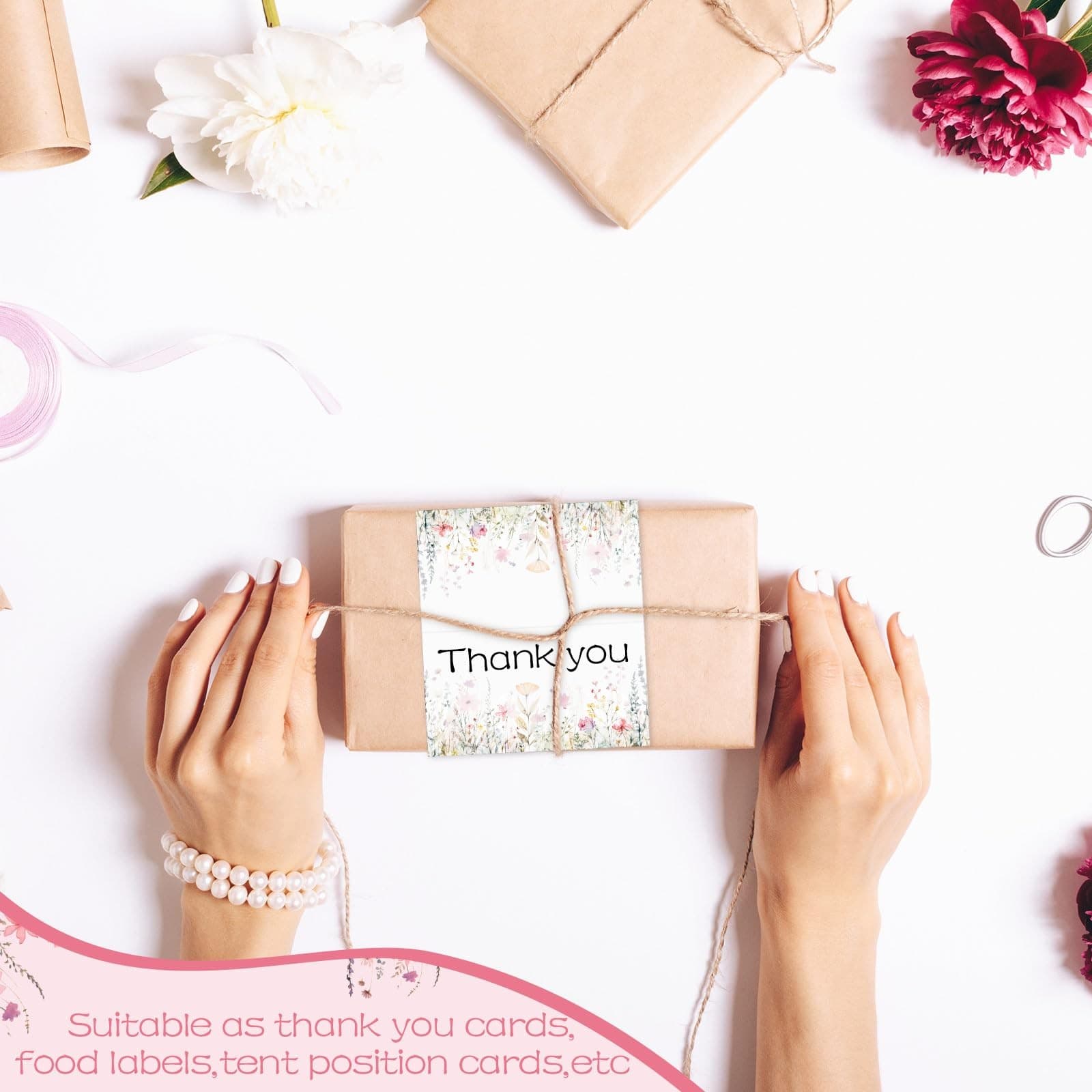 100 Pcs Floral Place Cards 3.5" x 2" Wildflower Tented Name Cards Blank Table... 6