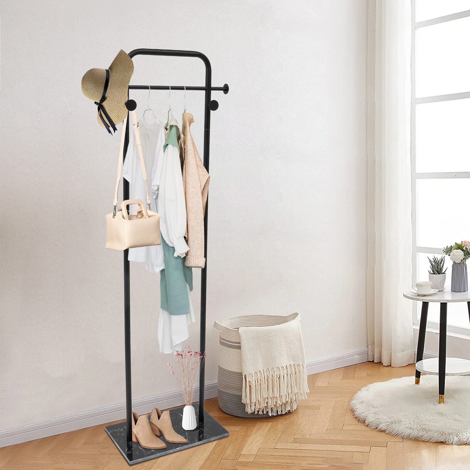 Metal Clothes Rack Free Standing Garment Clothing Rail Rack Organizer Black 5