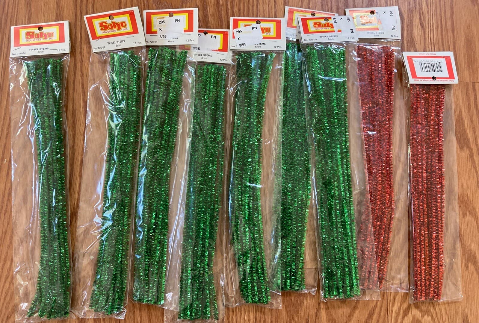 Sulyn Vintage Tinsel Stems Pipe Cleaners 6mm, Lot Of 9 Pkgs
