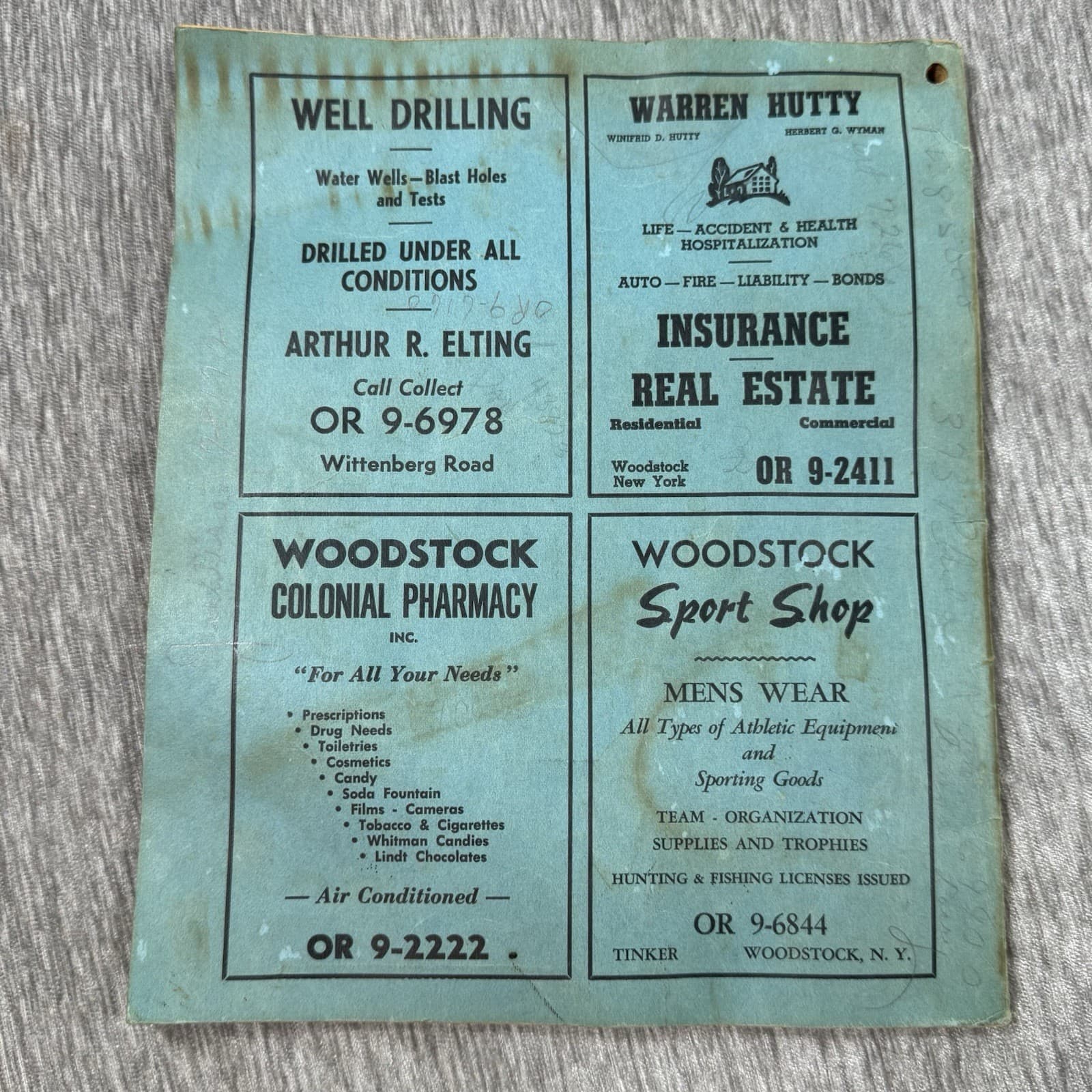 Vintage Woodstock, NY Telephone Directory Book 1957-1958 New York Genealogy 3