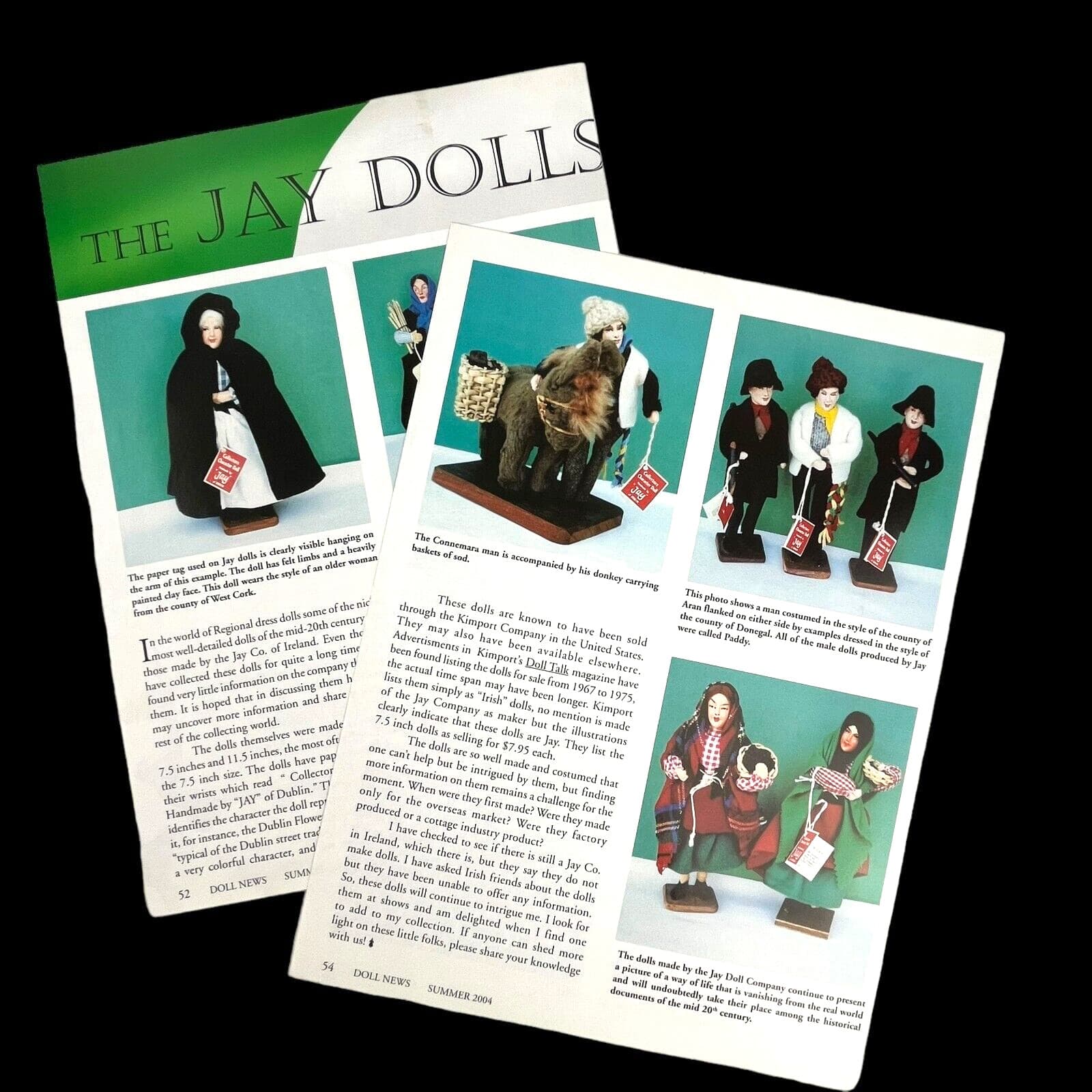 Jay Dolls of Ireland Doll History Article 3 Pages with Photos