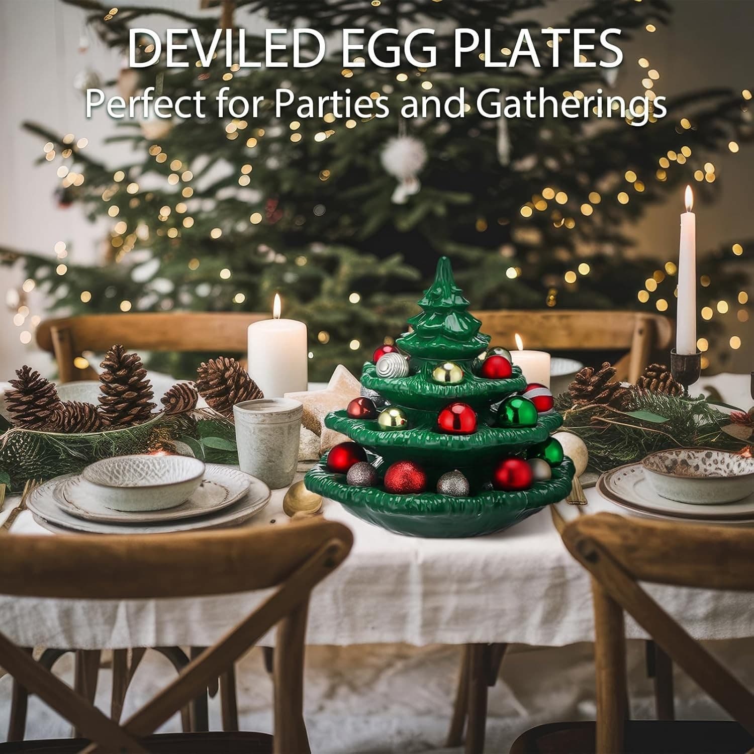 4 Tier Christmas Tree Shape Deviled Egg Platters Trays Holds 26 Holes Stackable 4
