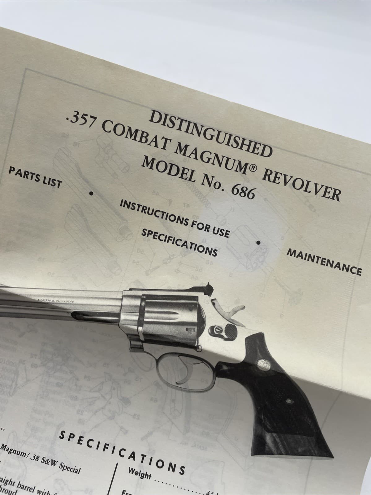 SMITH AND WESSON MODEL NO. 686 DISTINGUISHED .357 COMBAT MAGNUM MANUAL 2