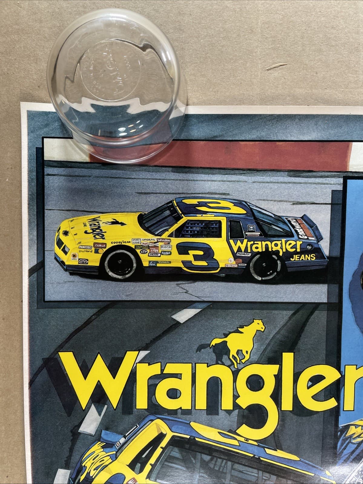 Dale Earnhardt Sr Lithograph Poster Vintage Sam Bass Wrangler Winston Cup 16G49 3