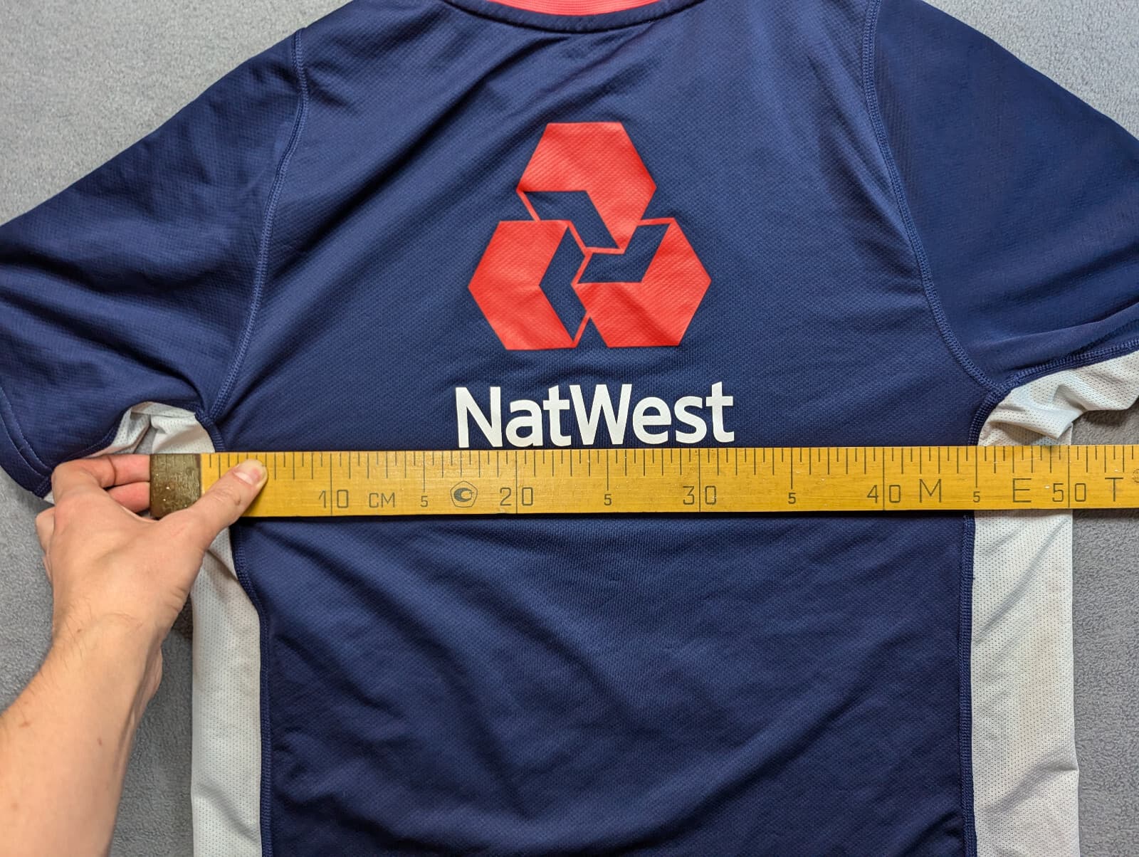 England New Balance Navy Blue White Cricket Training Shirt NatWest mens size M 2