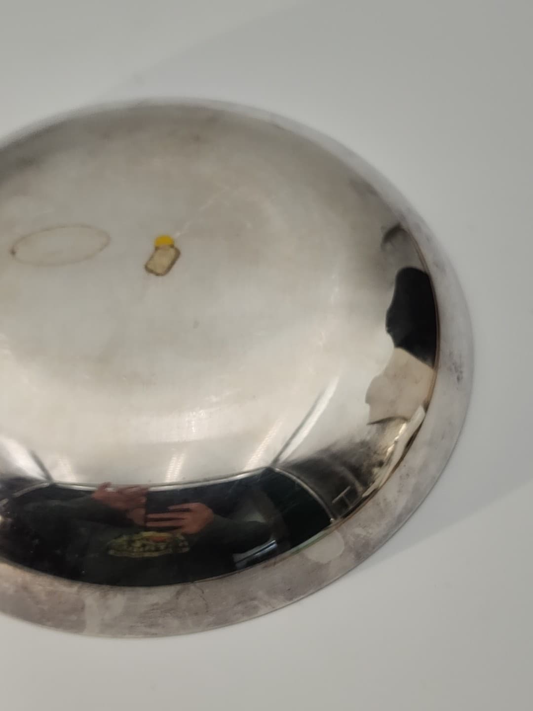 Vintage MCM Reed & Barton Silver Plated Bowl #195 Green Enamel 6