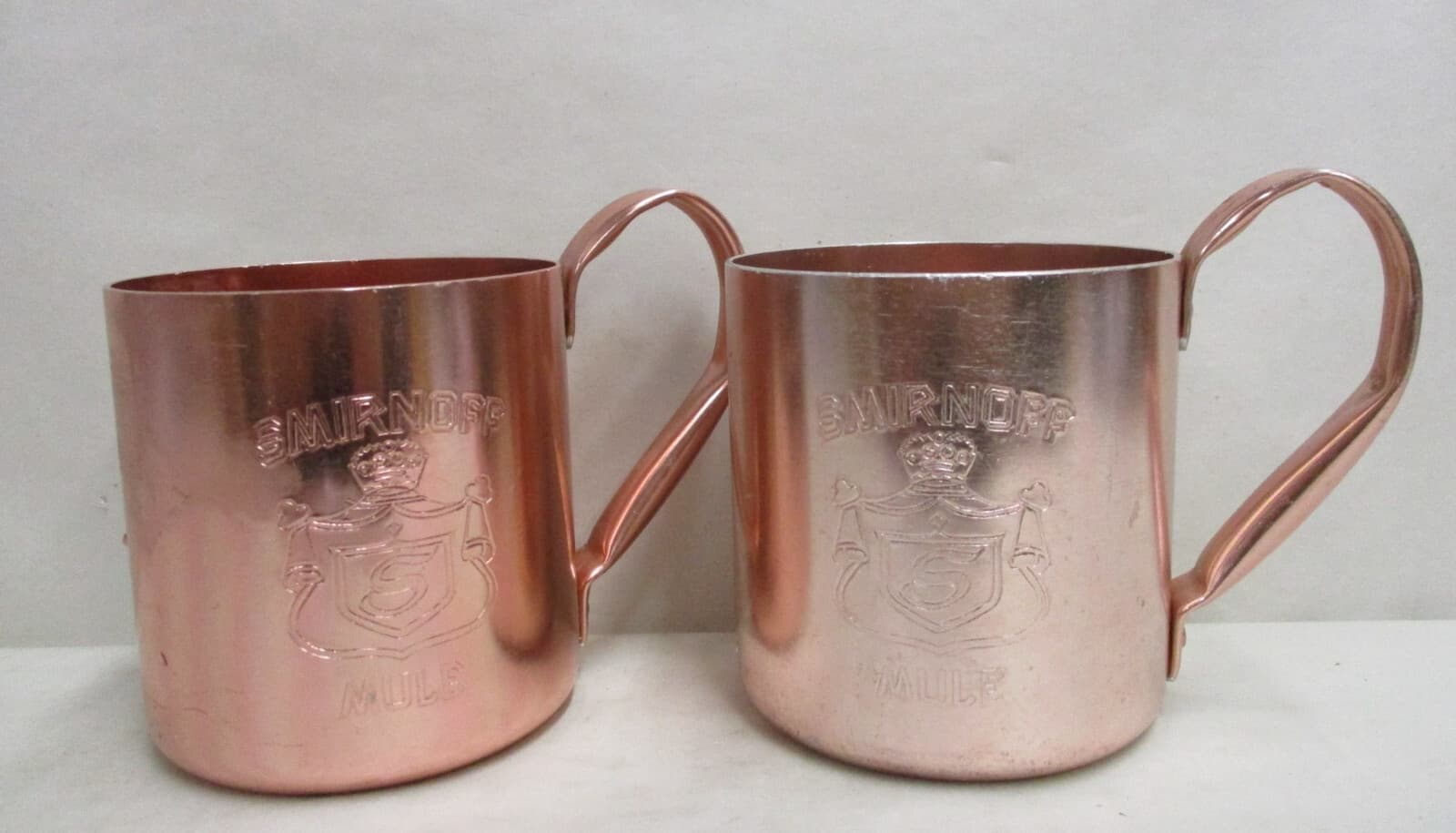 Set of 2 Smirnoff Vodka Moscow Mule Mugs Pink Copper Anodized Aluminum