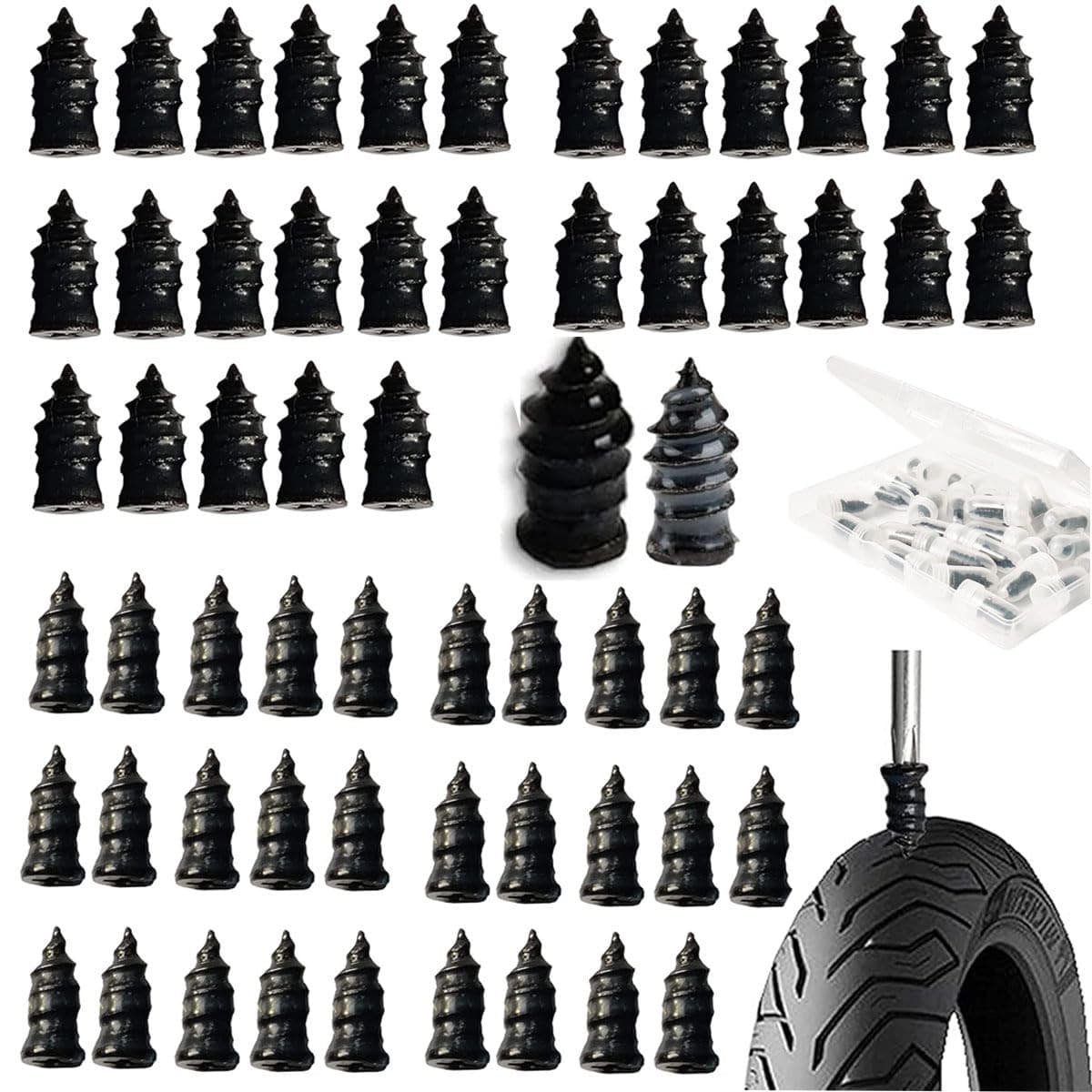 60 Pcs Tire Repair Rubber Nail Screw Tire Plugs Quick Puncture for Car Tru