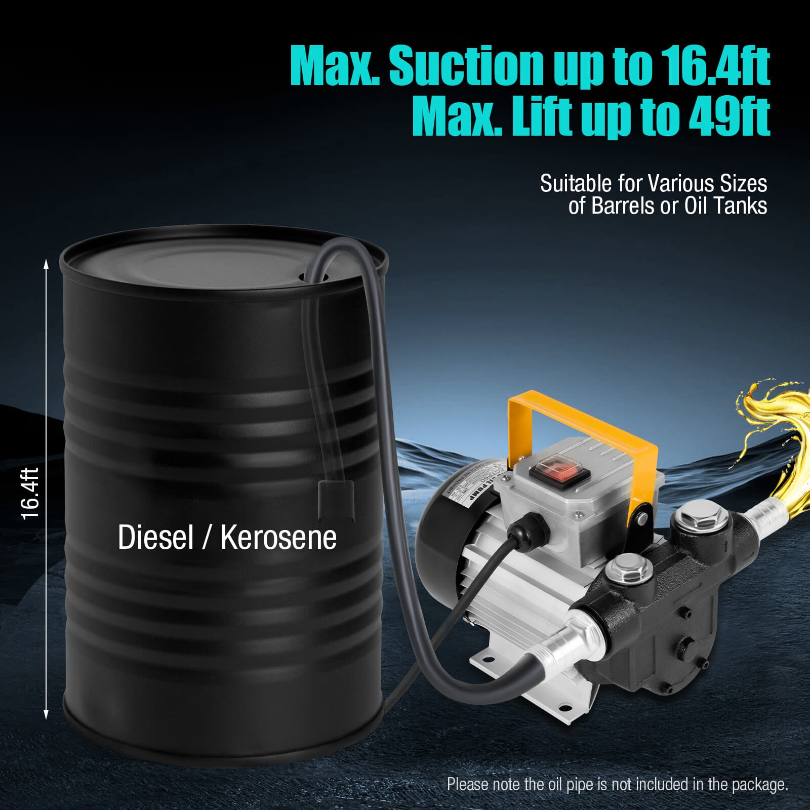 Electric Oil Pump Fluid Extractor Diesel Kerosene Fuel Transfer Self Priming 3