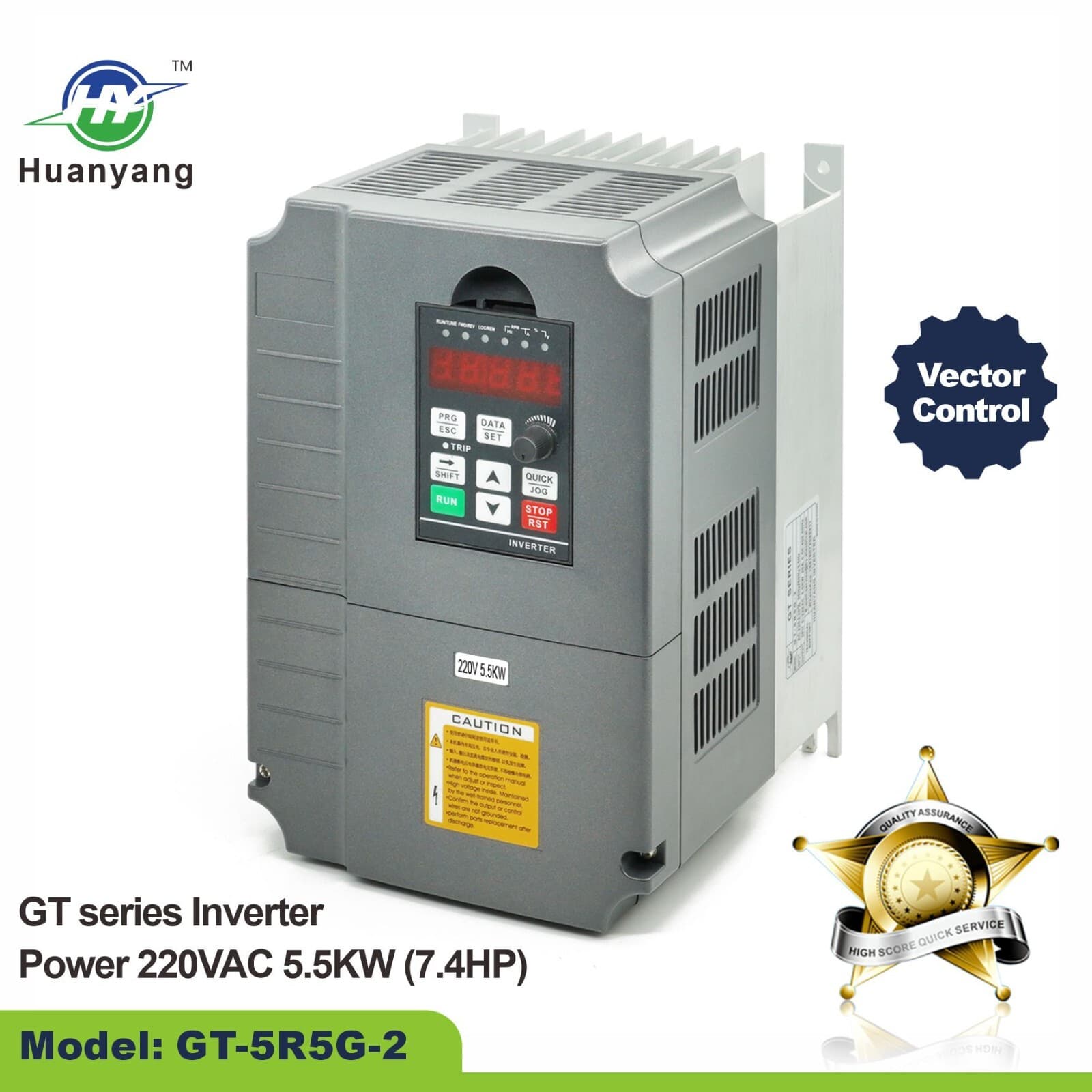 Huanyang VFD 220V 7.5HP 5.5KW 25A Vector Control Variable Frequency Drive CNC