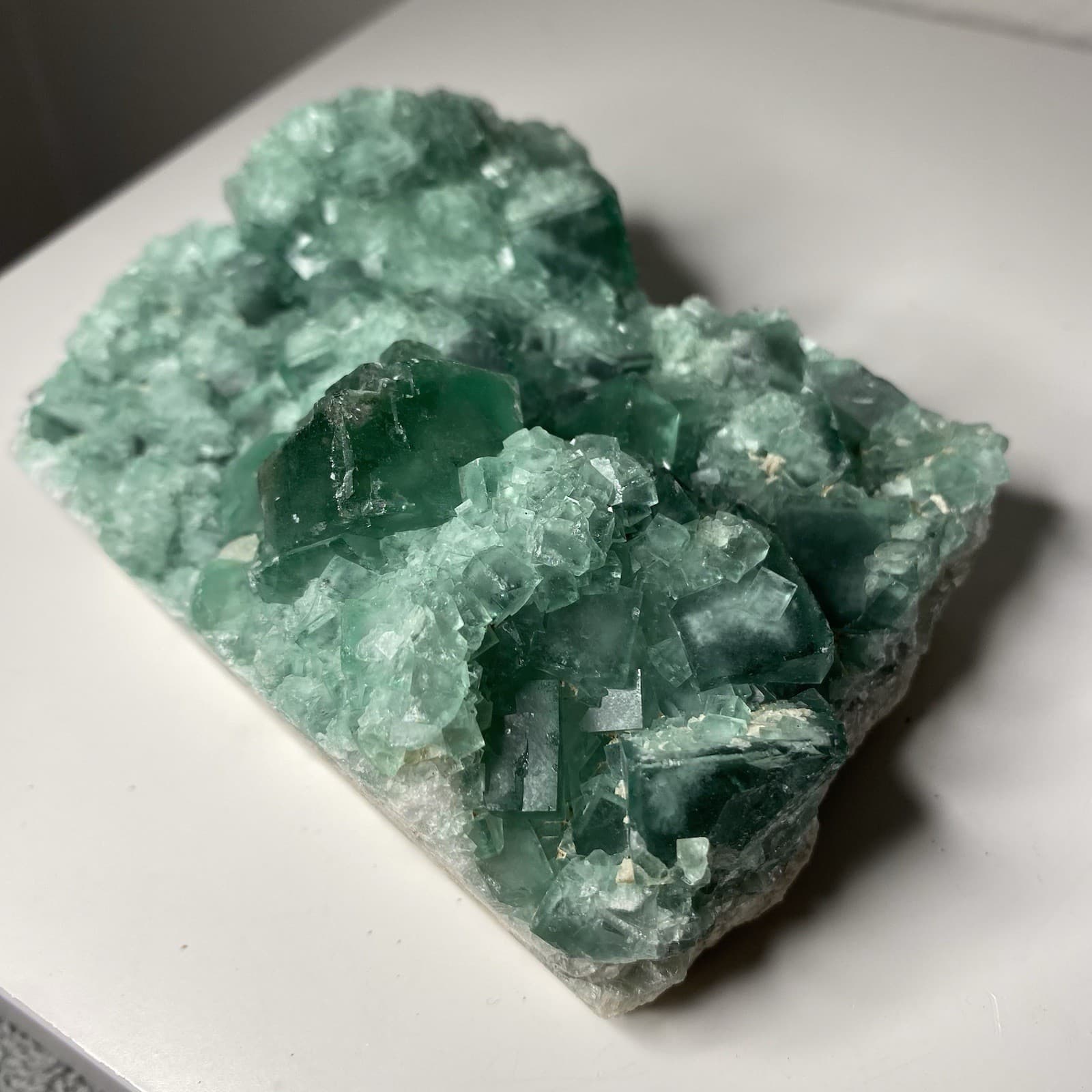 Transparent Green Cubic Fluorite Specimen On Matrix 590 Grams UV Reactive 5