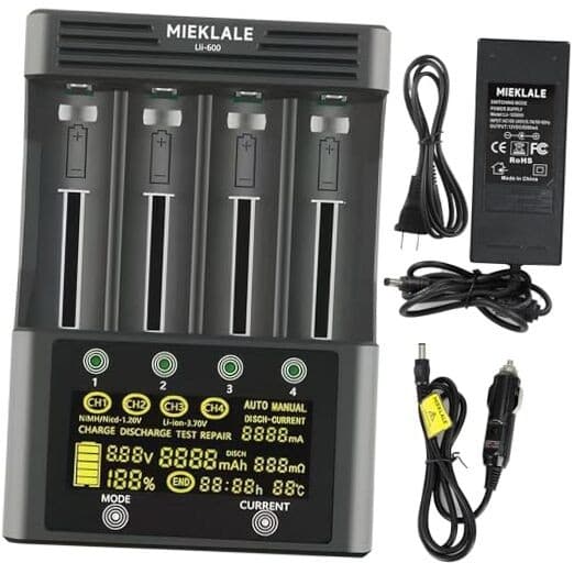 Cargador de batería 18650, cargador de batería recargable rápido de 4 M600