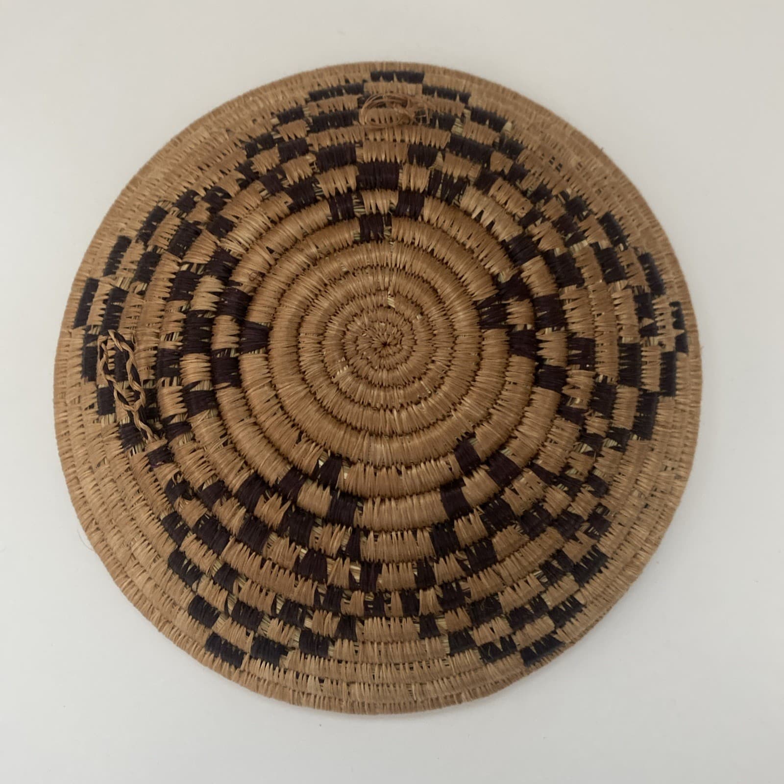 Set of 2 African Basket 7" Woven Handmade Wall Hanging Brown and Tan 5
